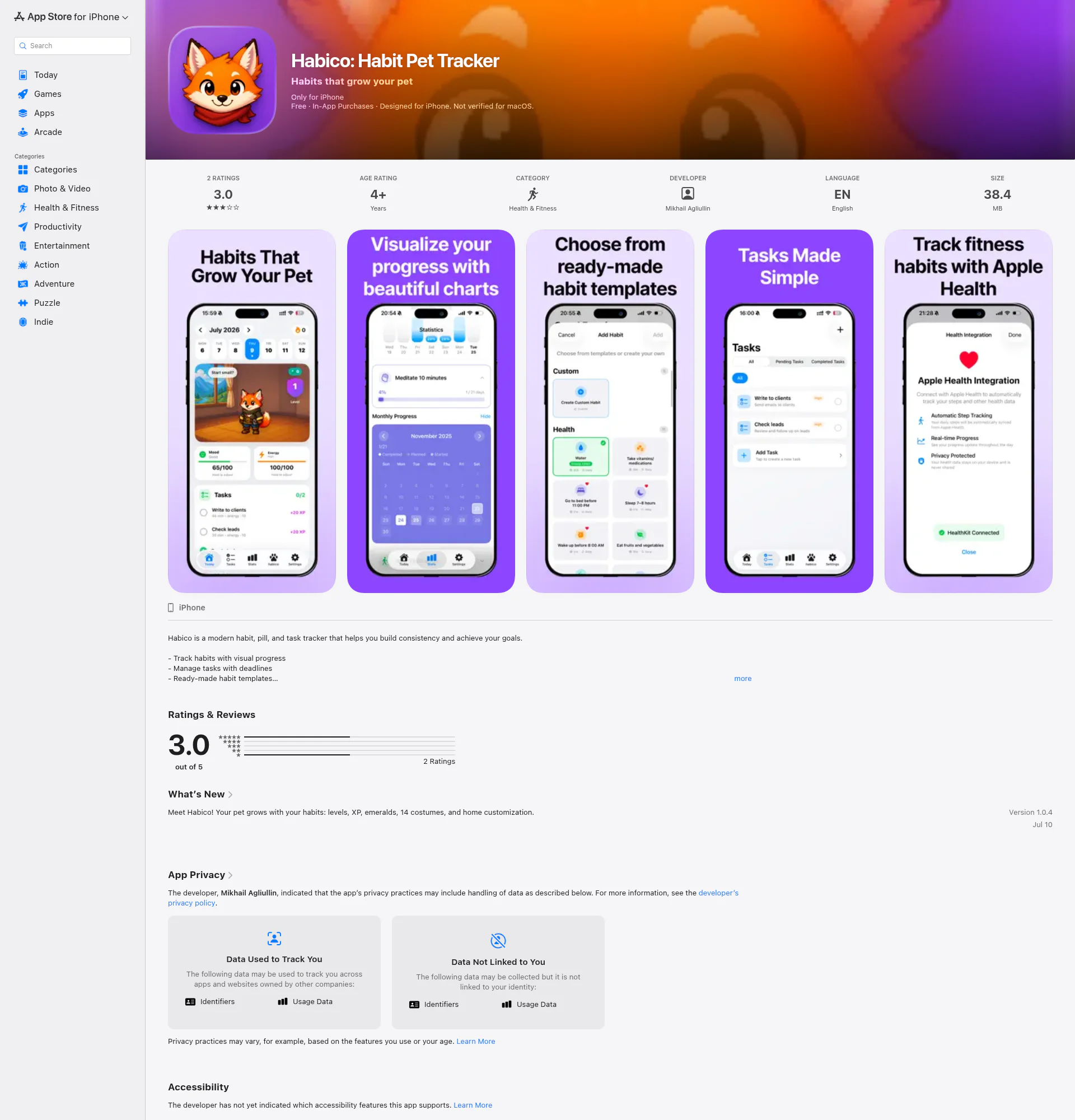 Habico: Habits & Tasks tracker landing page