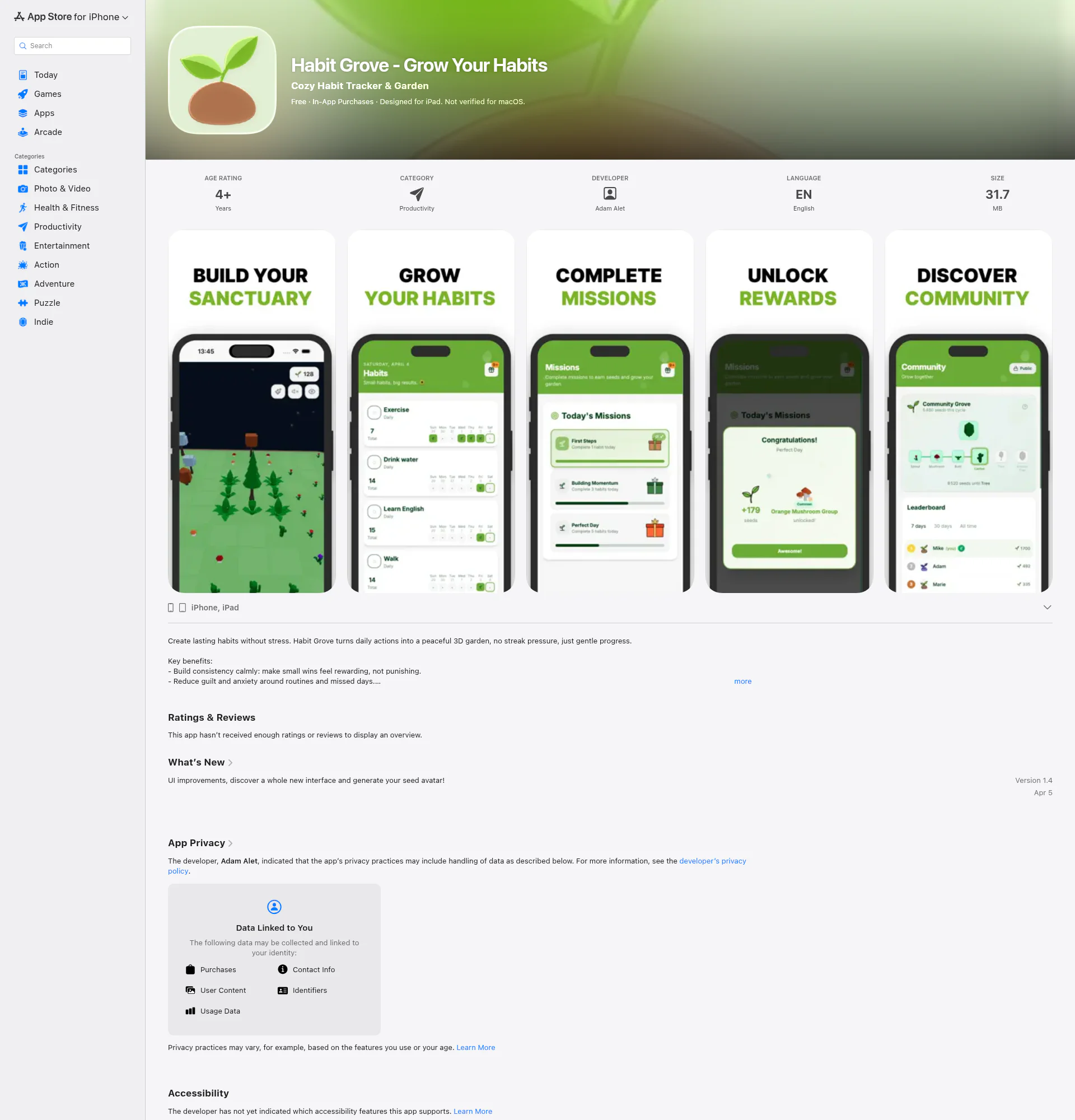 Habit Grove landing page