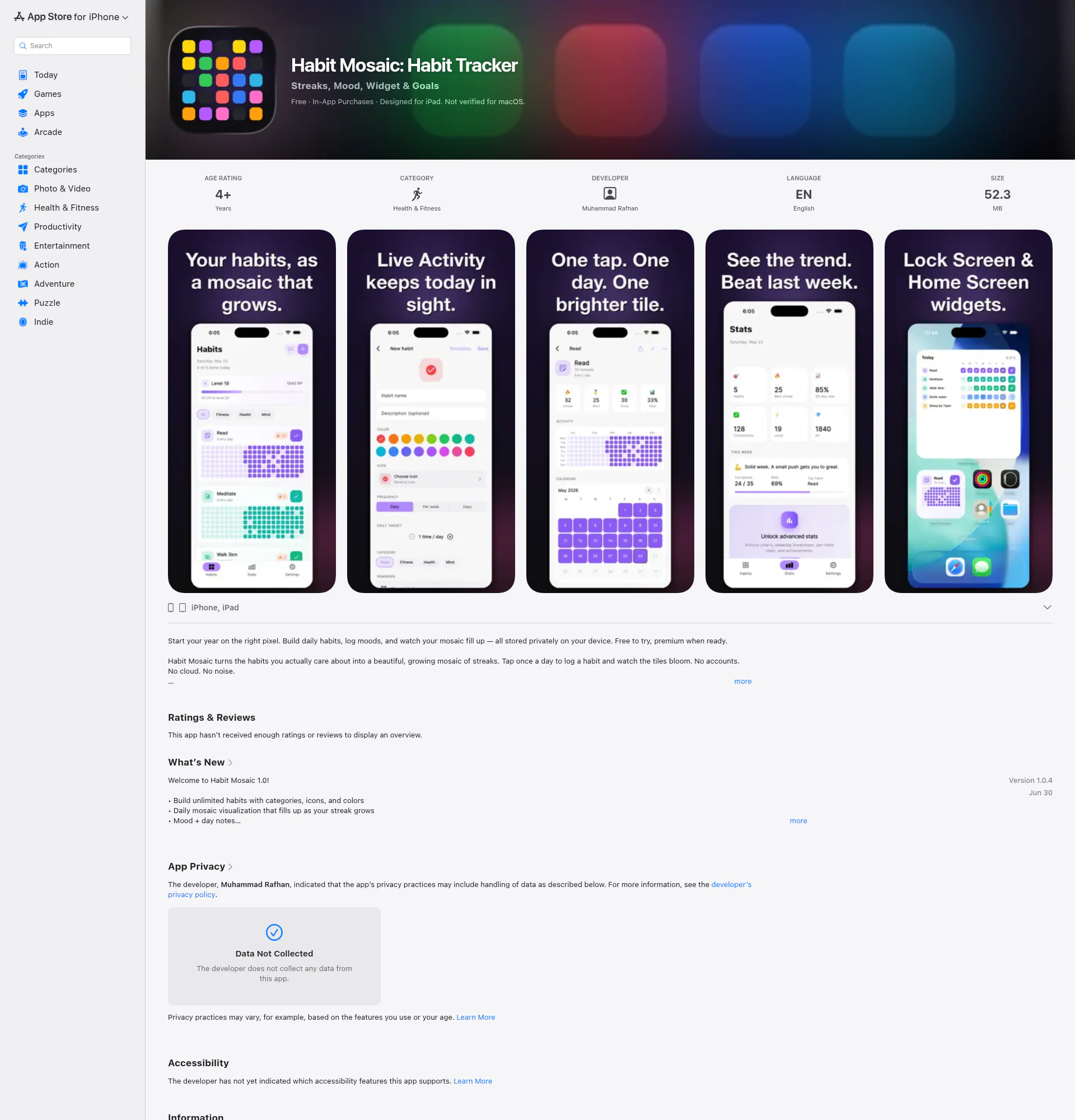 Habit Mosaic landing page