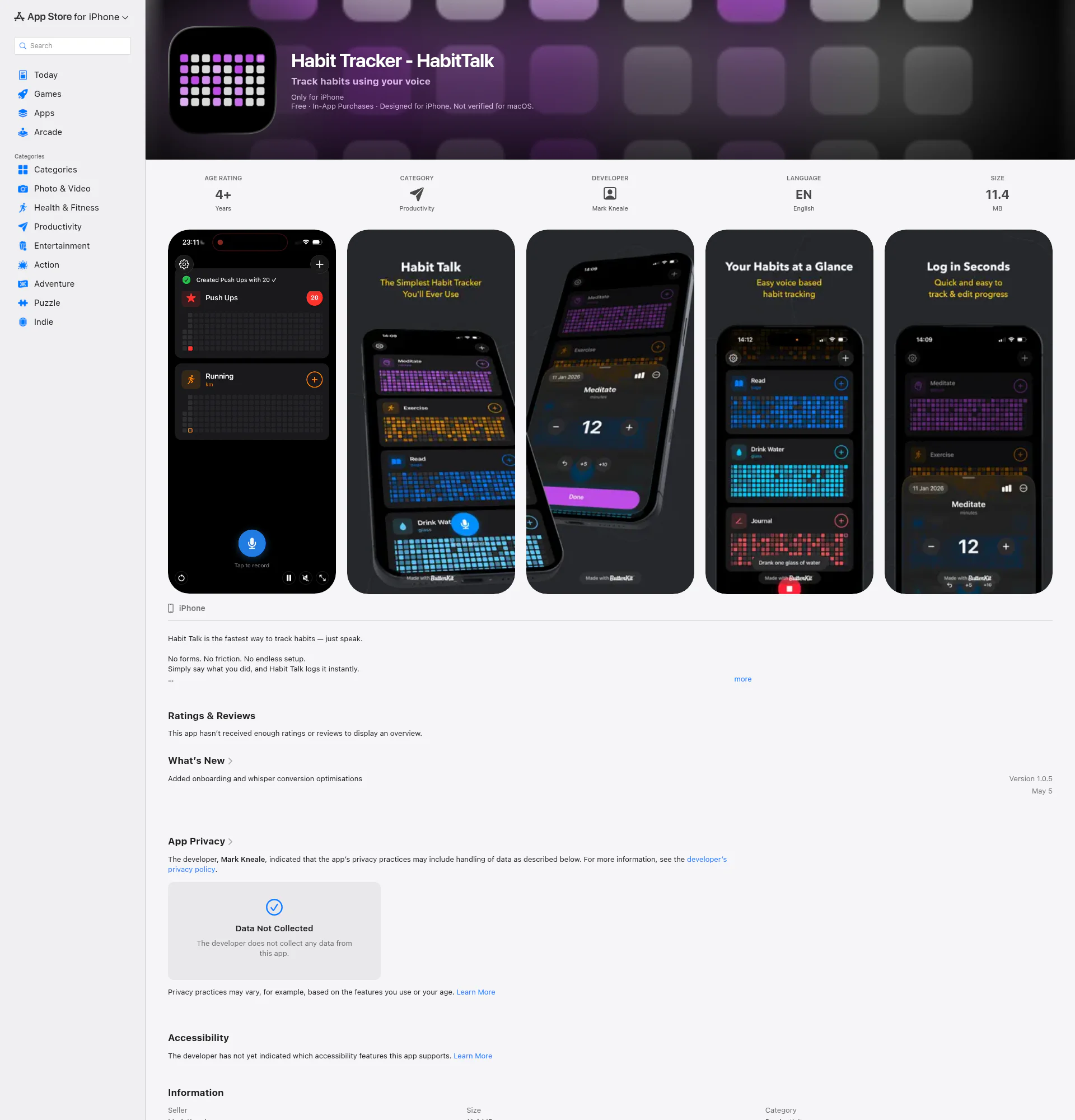 Habit Talk landing page
