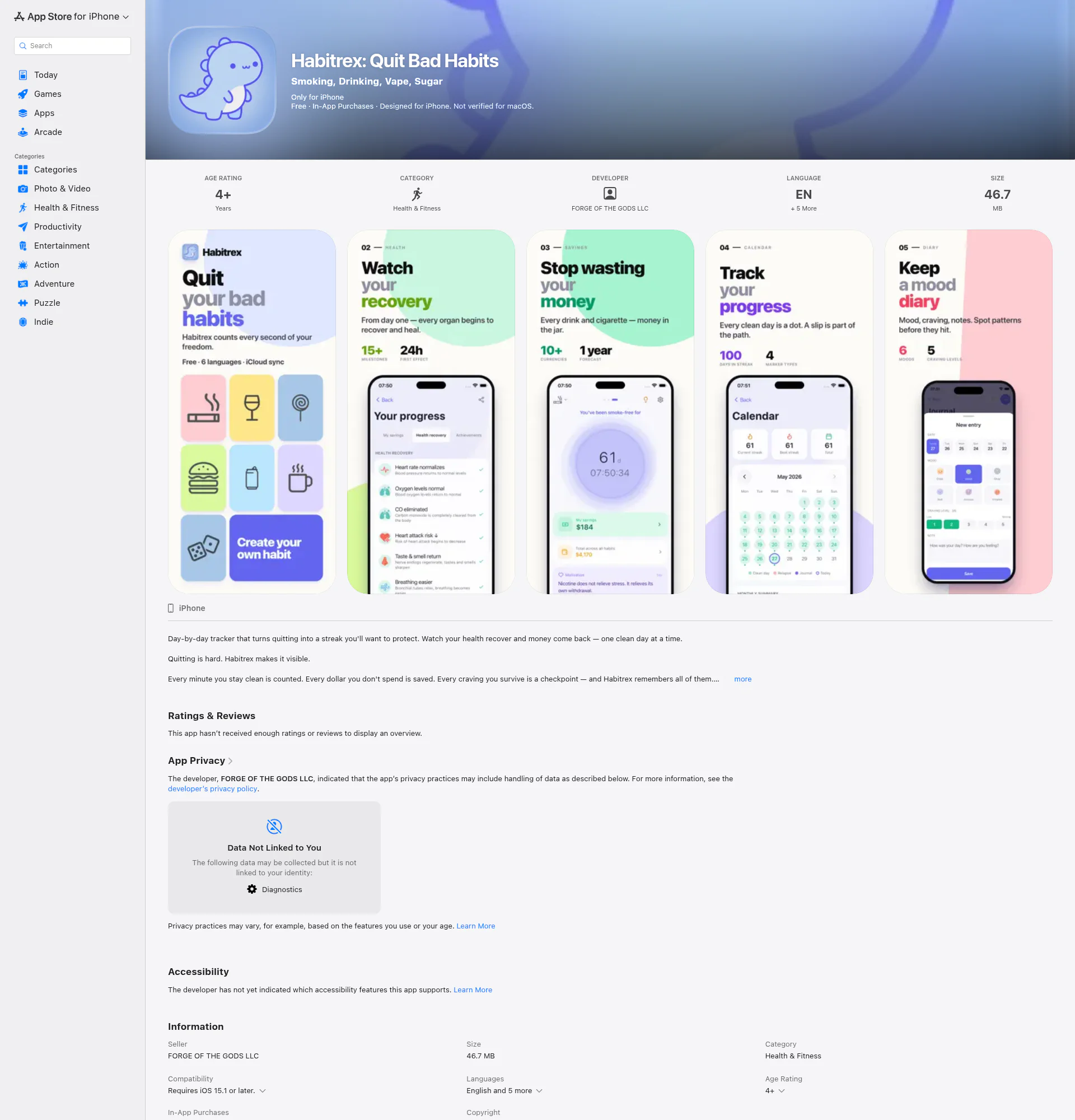 Habitrex landing page