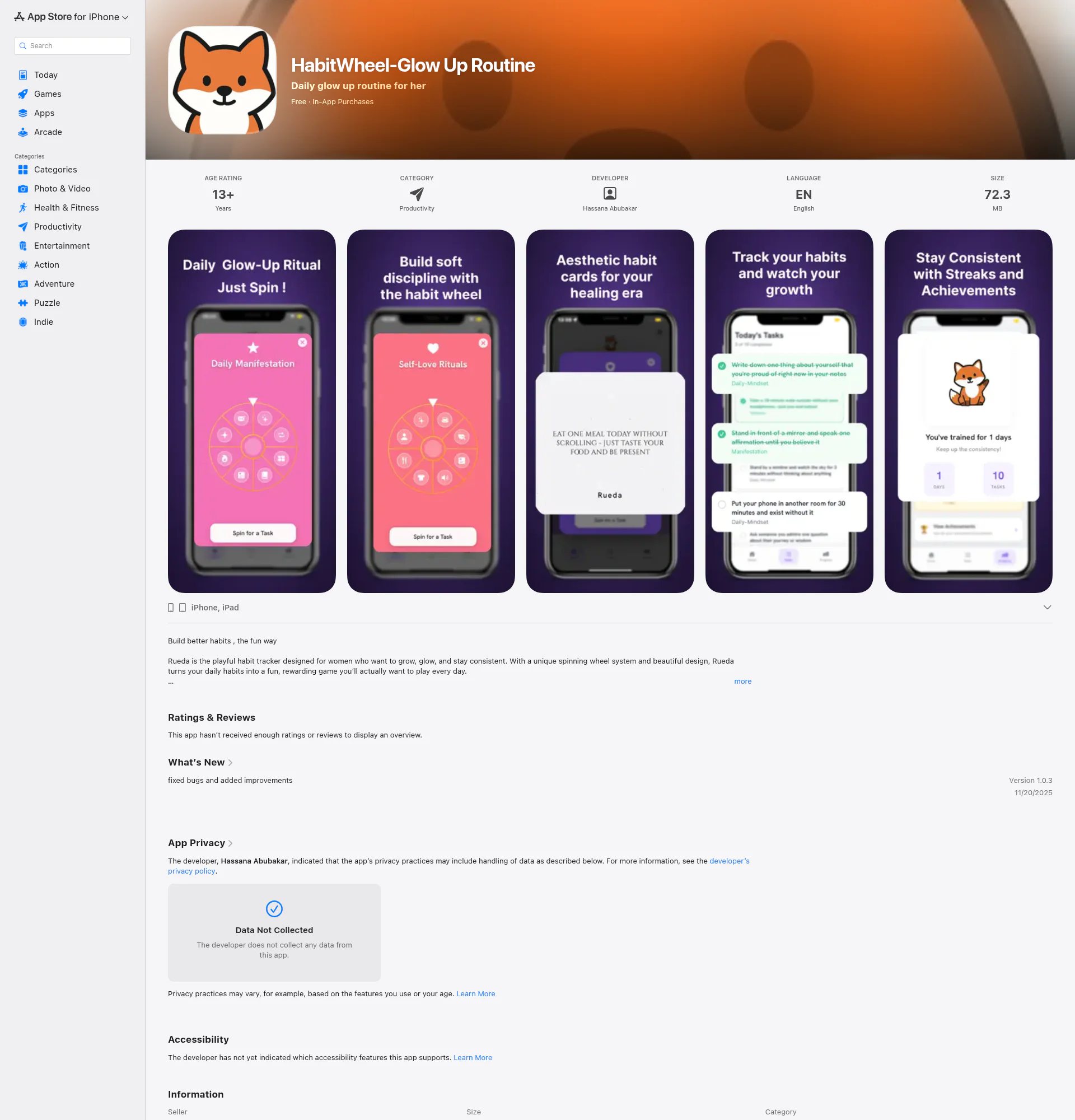 Habitwheel landing page