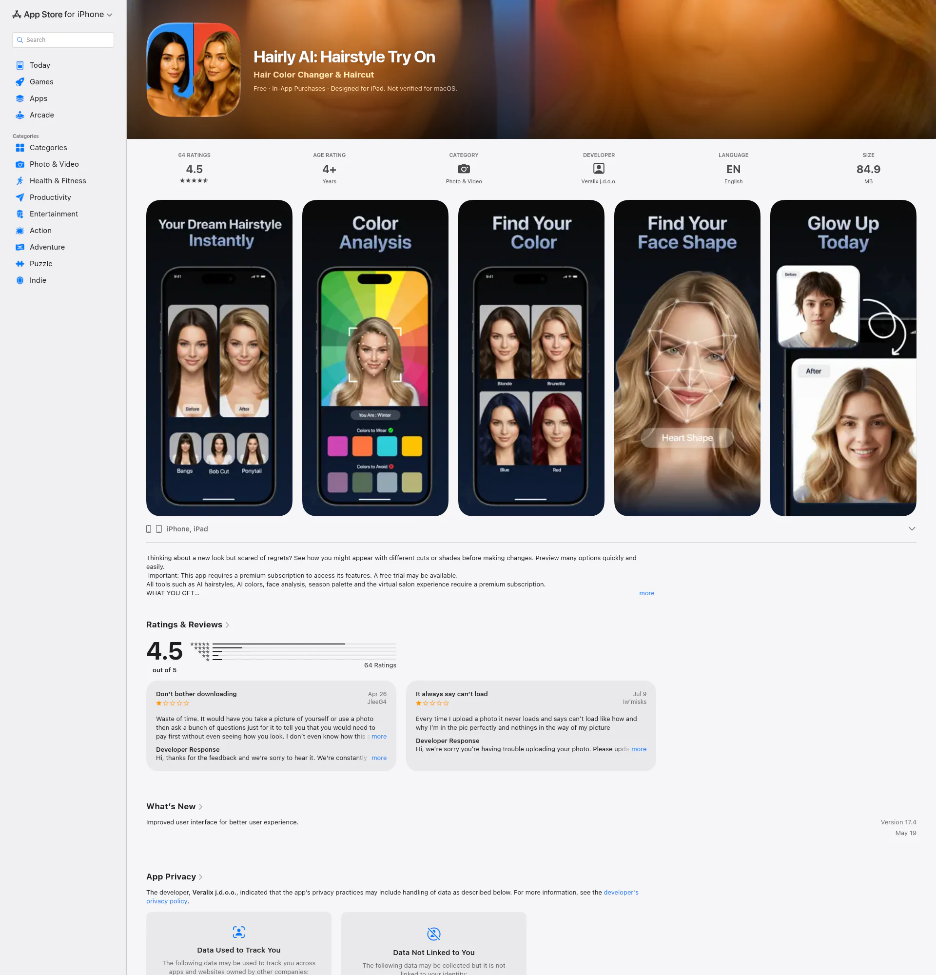 Hairly AI landing page