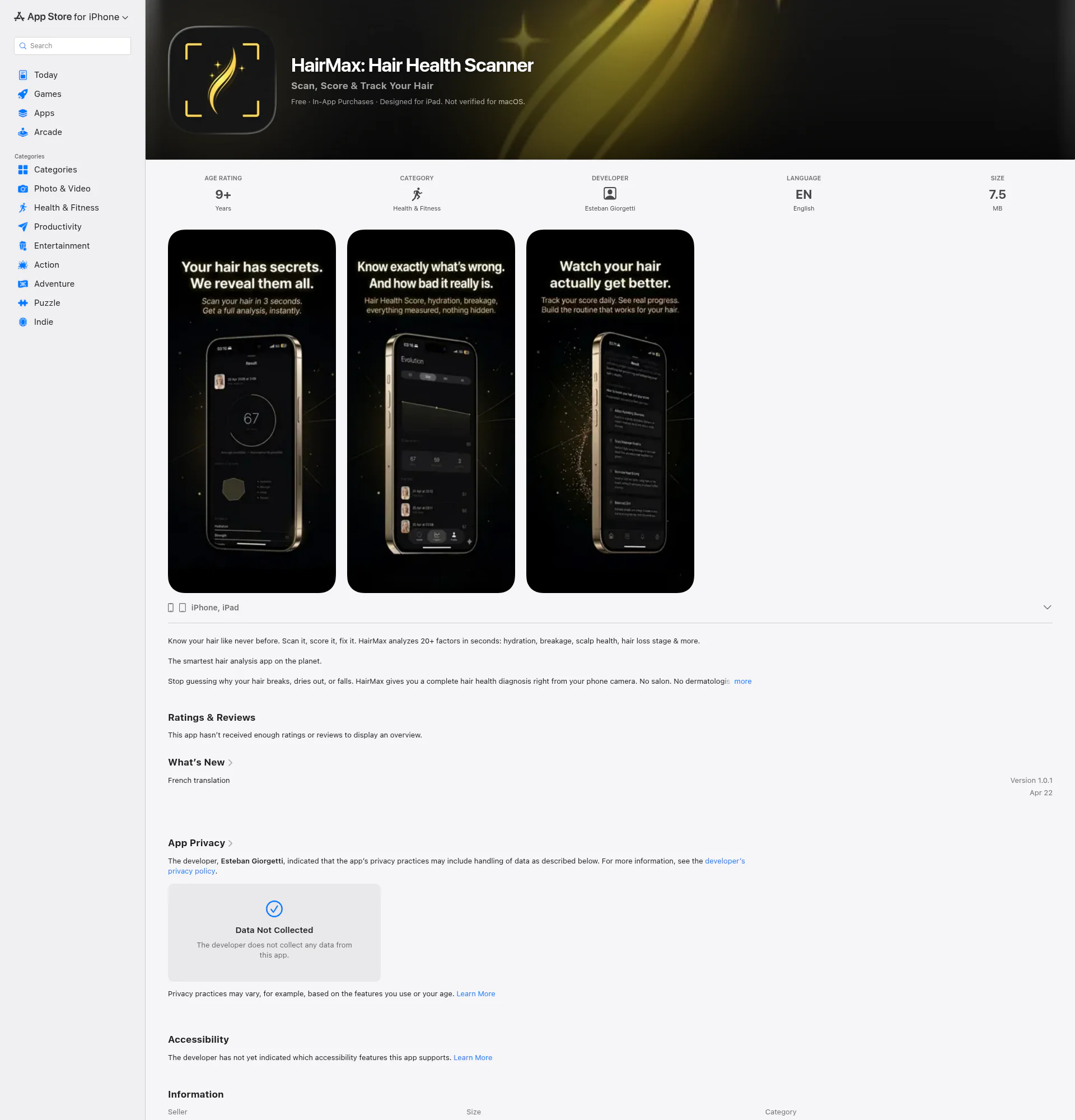 HairMax landing page