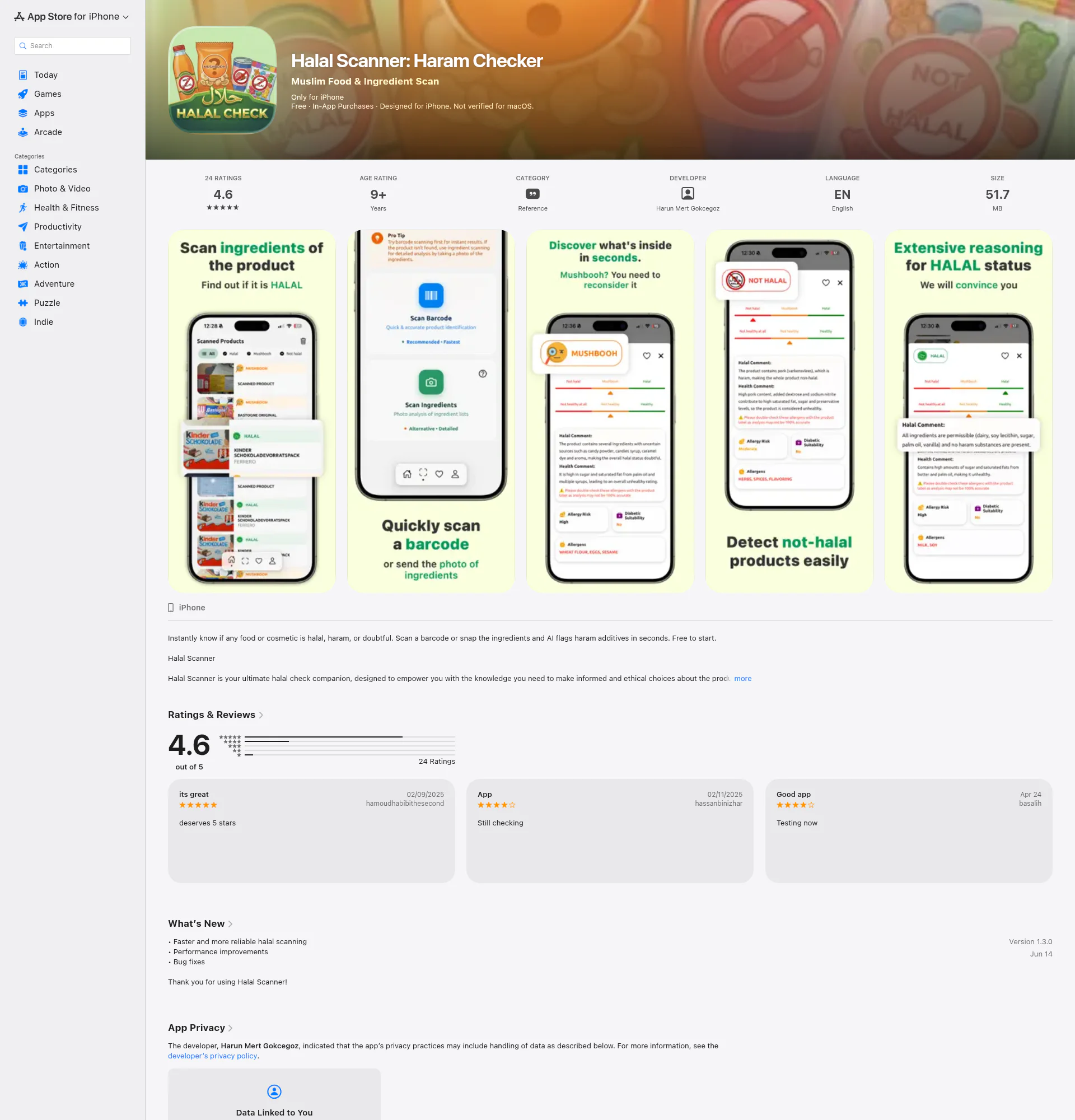 Halal Scanner landing page