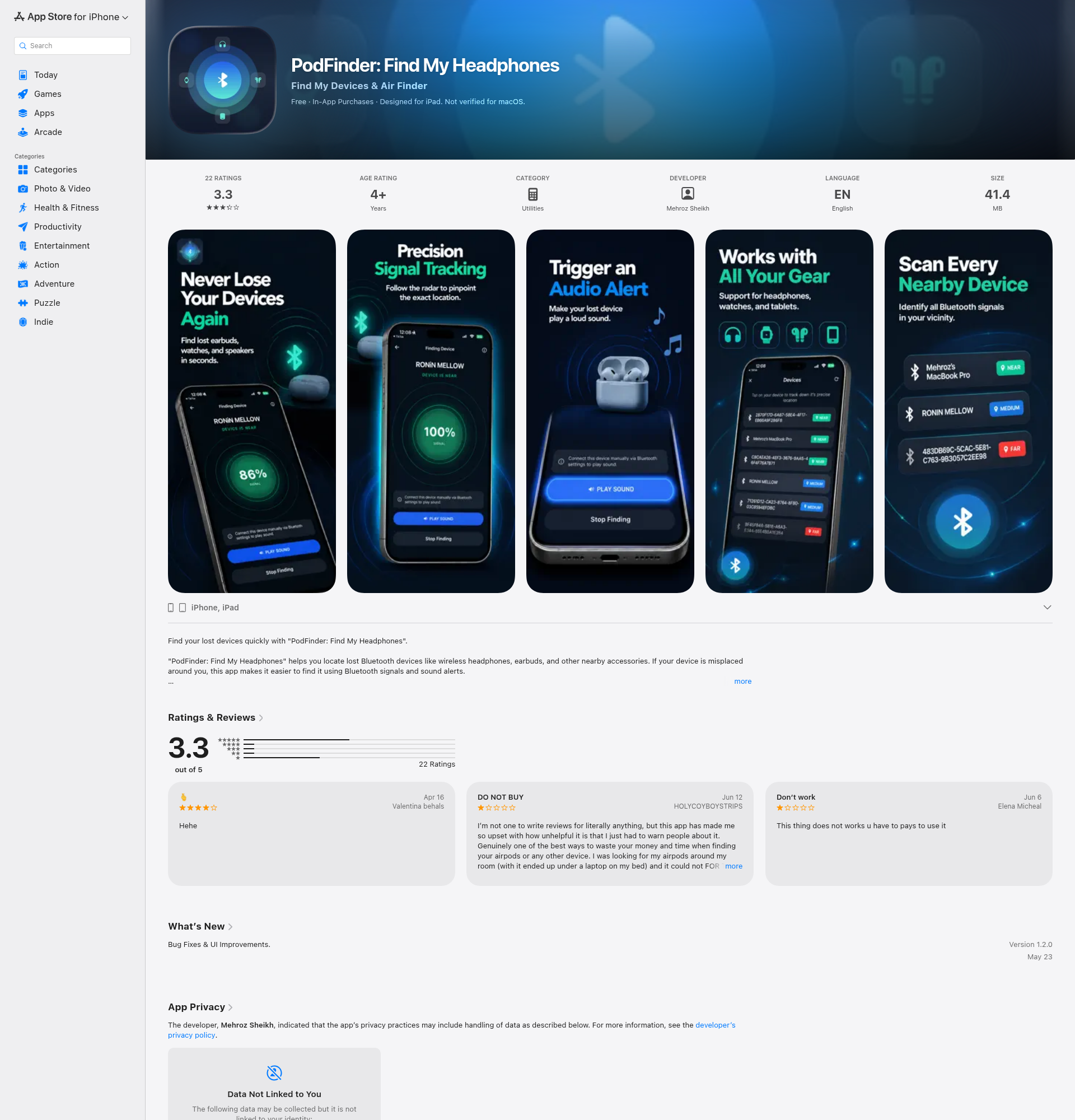 Landing page screenshot for apps.apple.com, 1920 by 2000 pixels