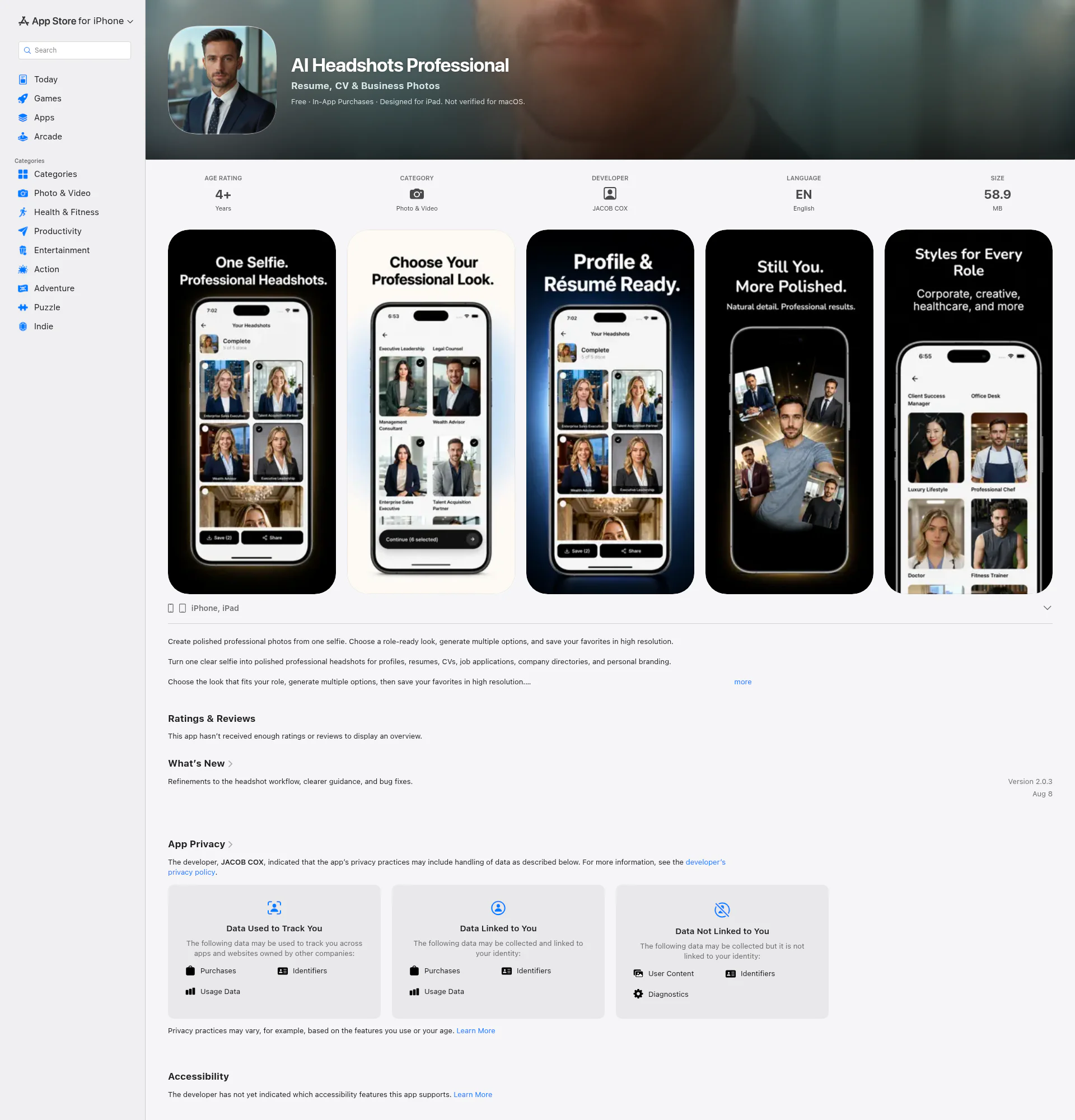 Headshot AI landing page
