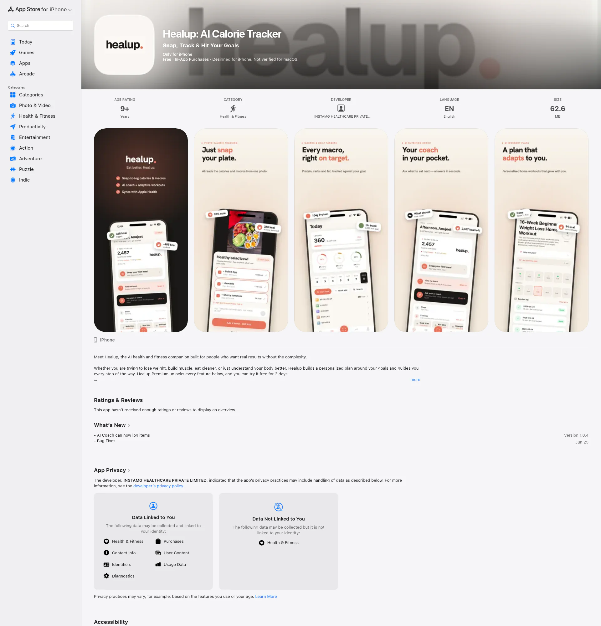 Healup landing page