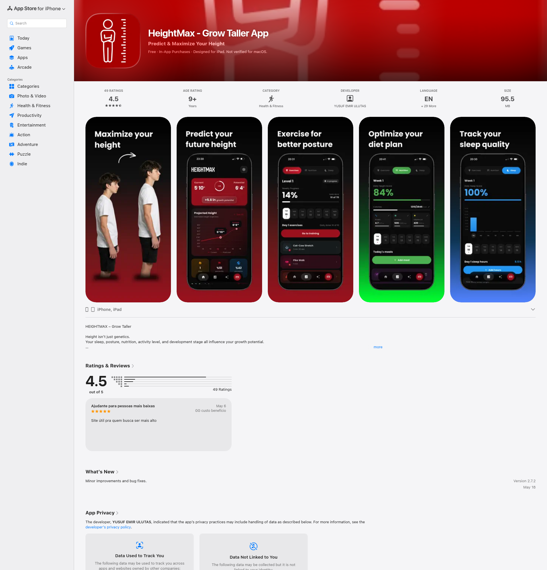 Landing page screenshot for apps.apple.com, 1920 by 2000 pixels