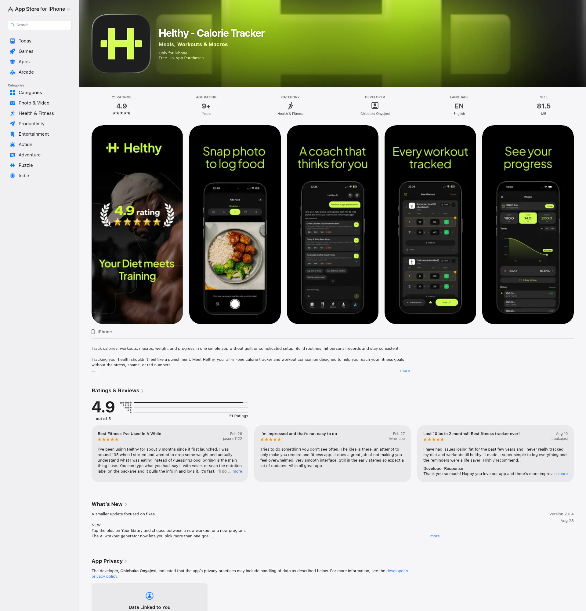 Helthy landing page