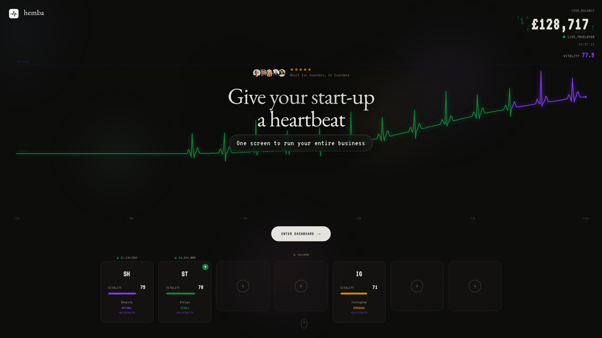 Landing page screenshot for hemba.app, 1920 by 1080 pixels