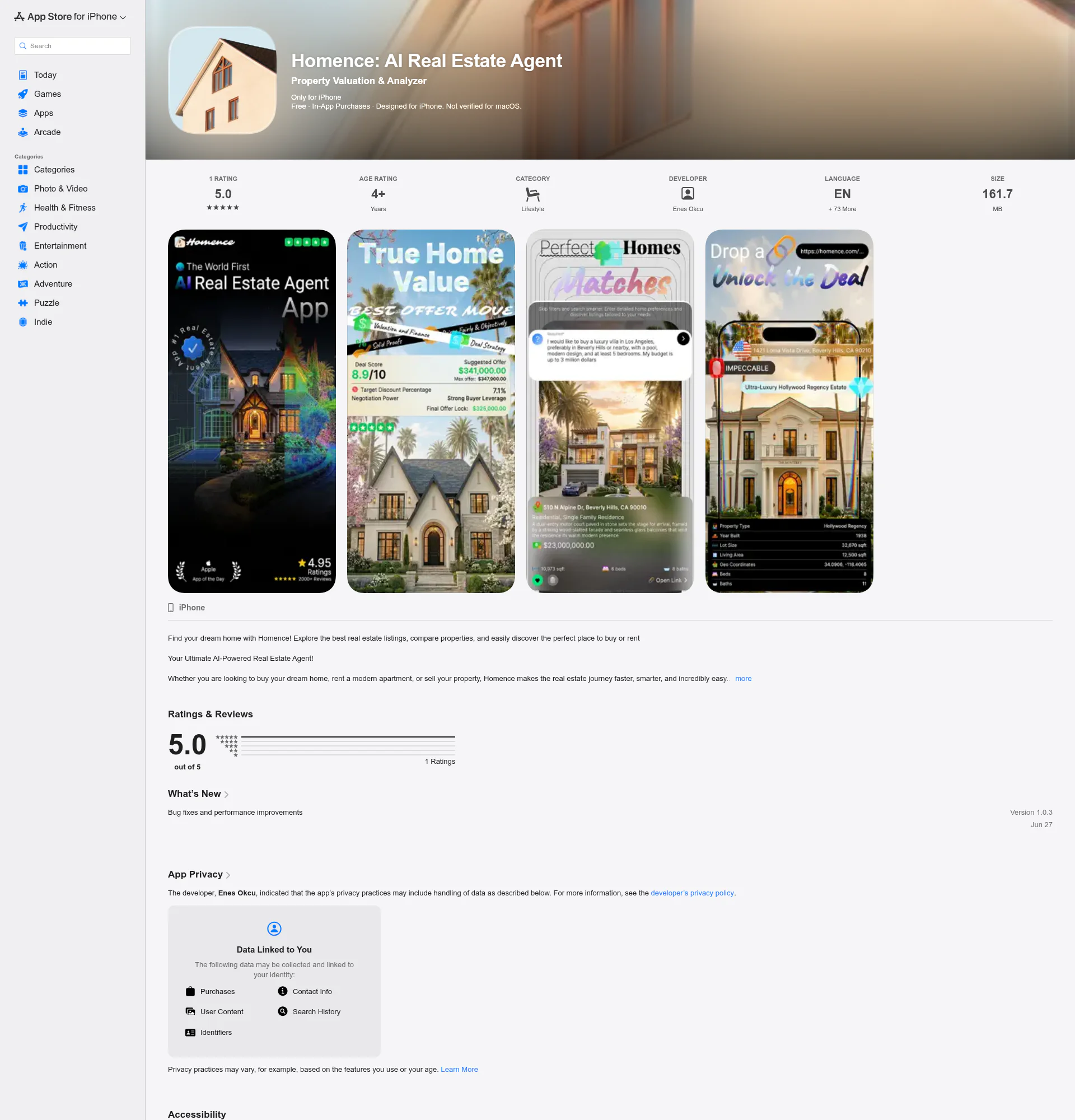 Homence landing page