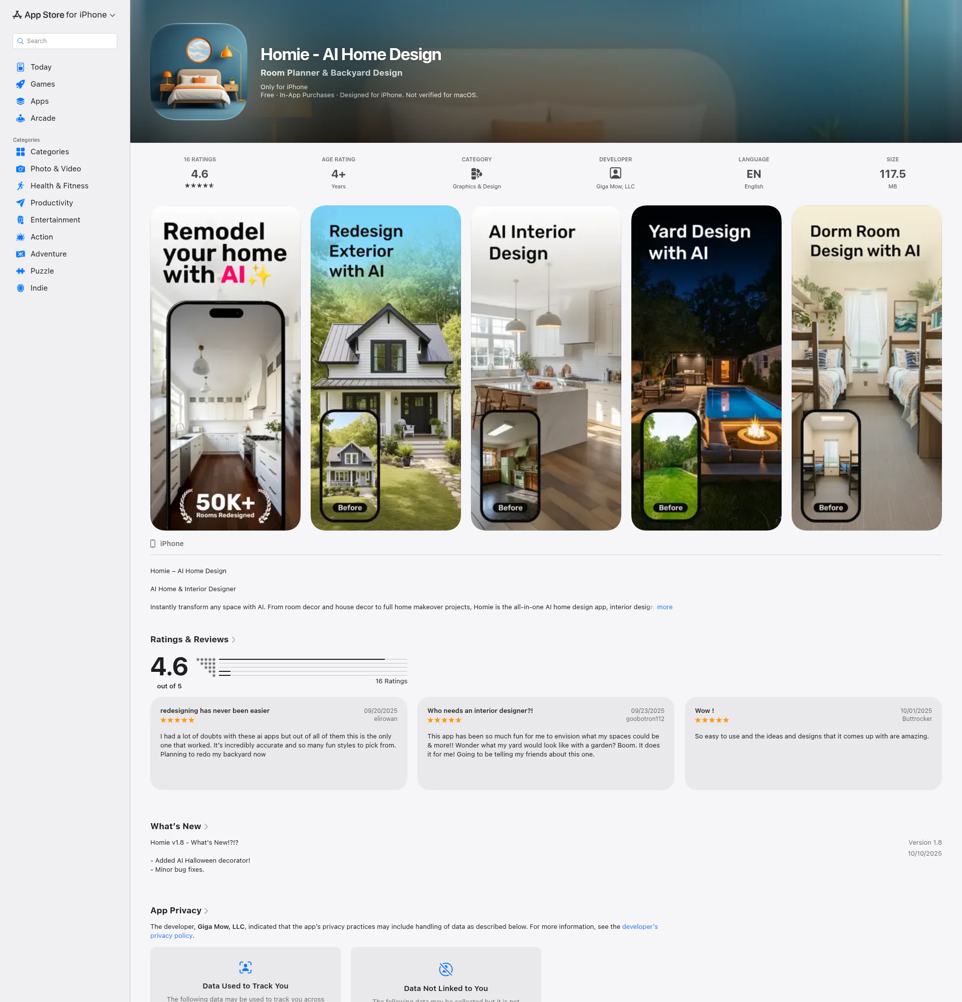 Homie landing page