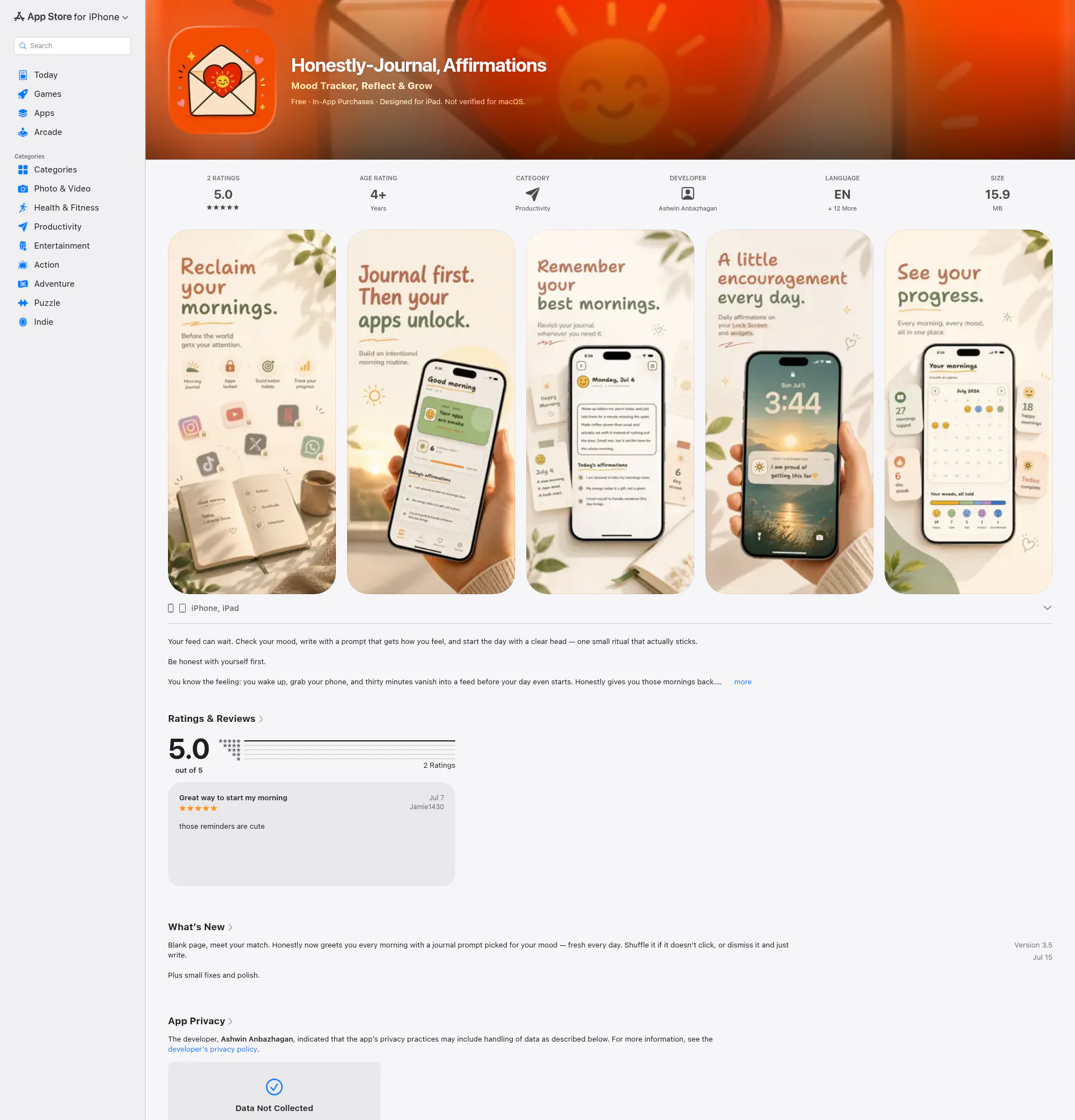 Honestly landing page