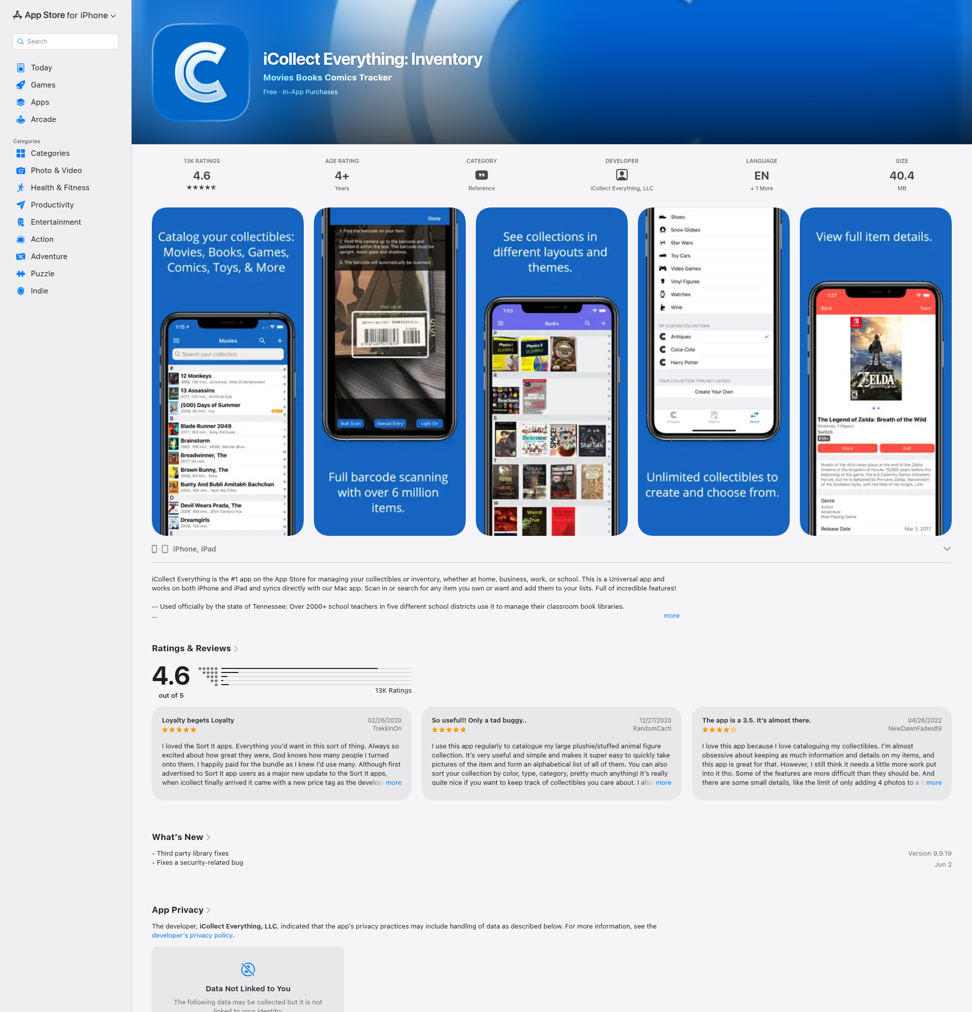 Landing page screenshot for apps.apple.com, 1920 by 2000 pixels