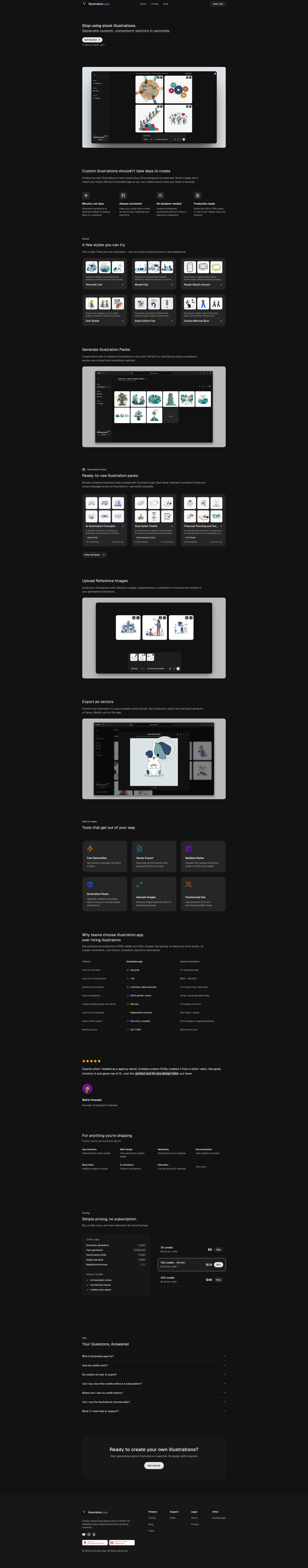 Landing page screenshot for illustration.app, 1920 by 9765 pixels