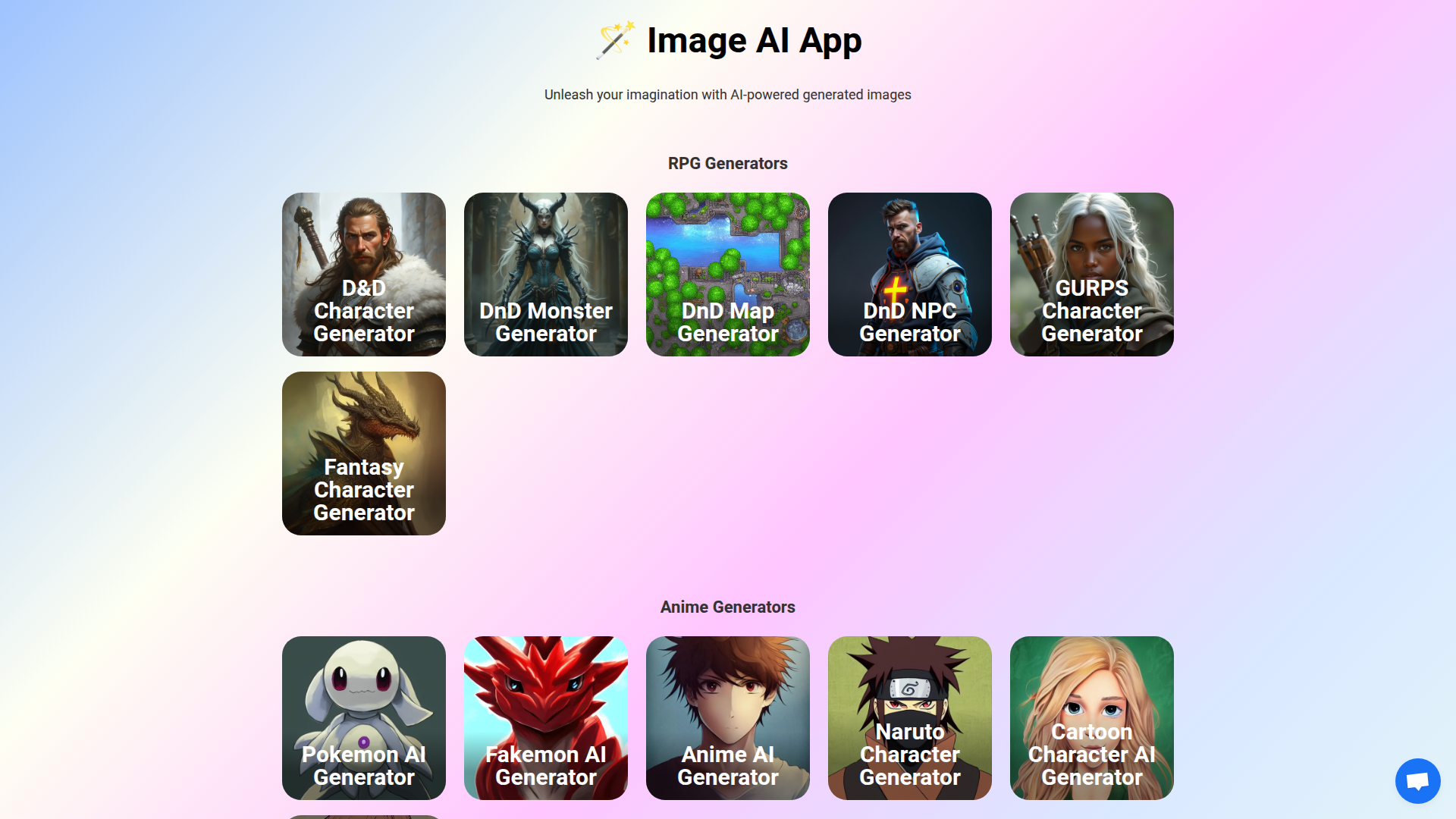 Landing page screenshot for imageai.app, 1920 by 1080 pixels
