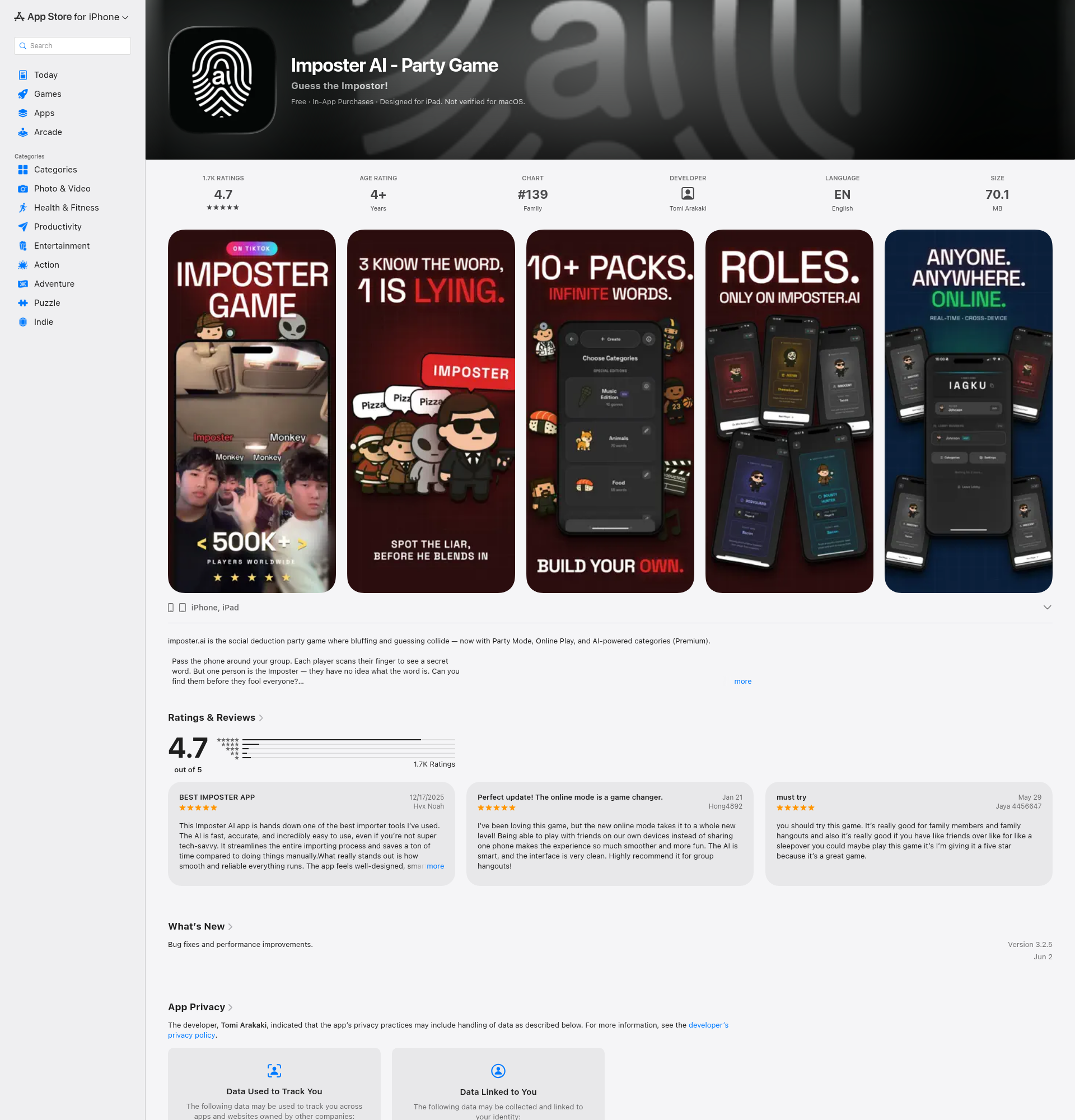 Landing page screenshot for apps.apple.com, 1920 by 2000 pixels
