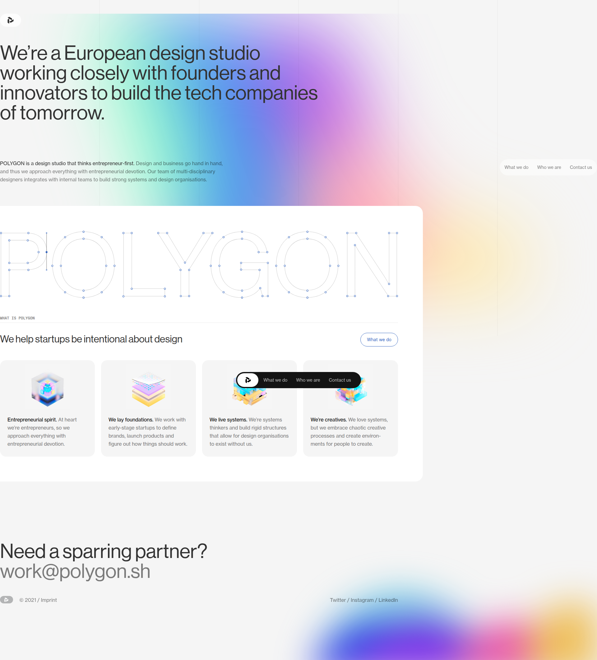 Landing page screenshot for polygon.sh, 1920 by 2122 pixels