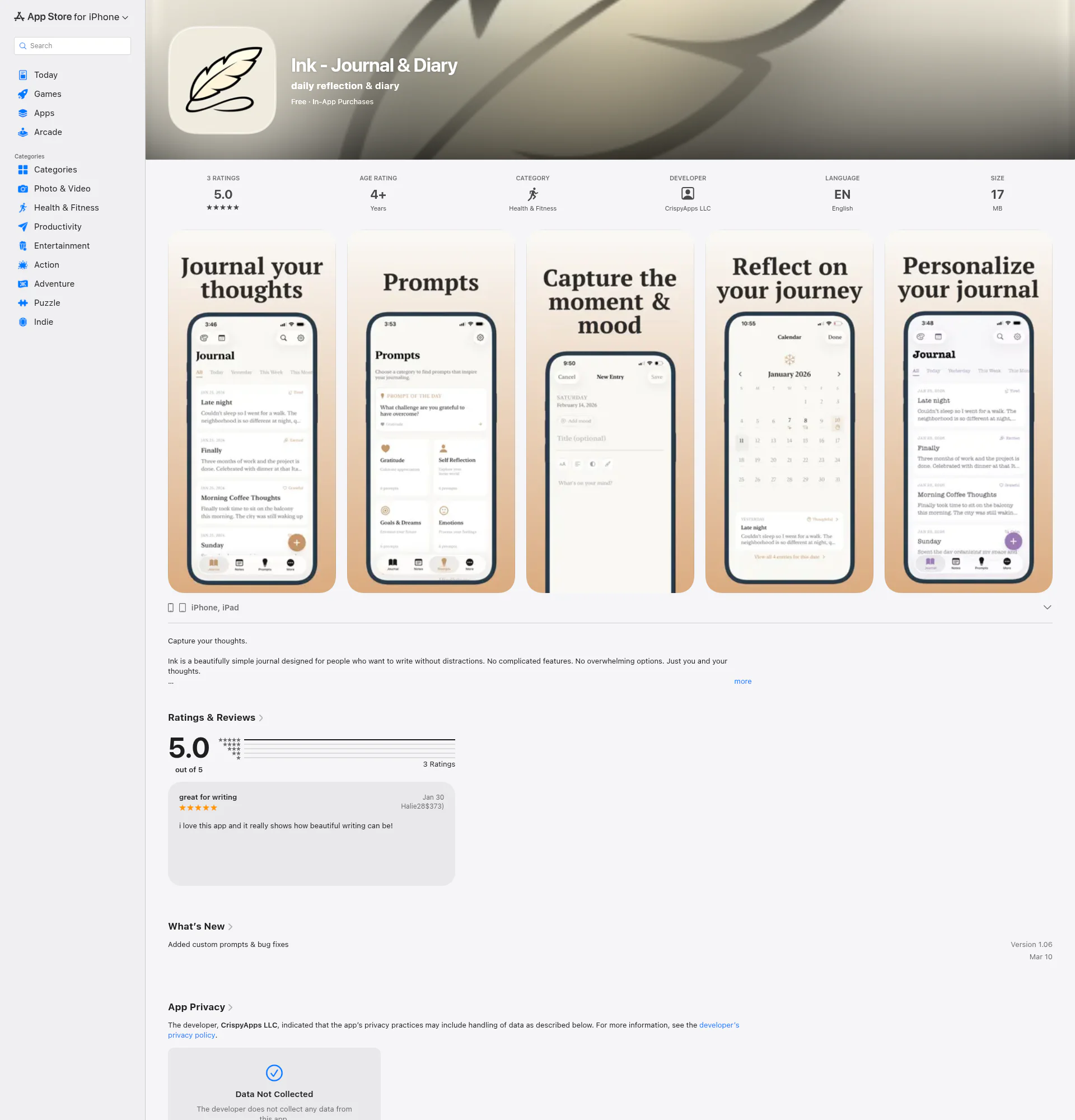 Ink Journal landing page