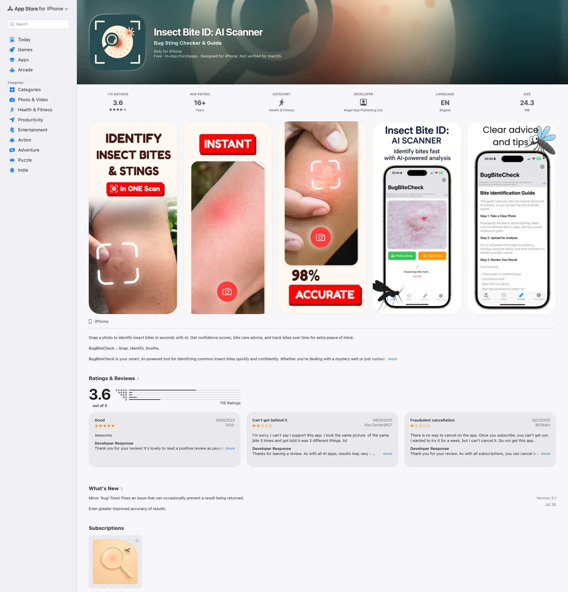 Insect Bite ID landing page