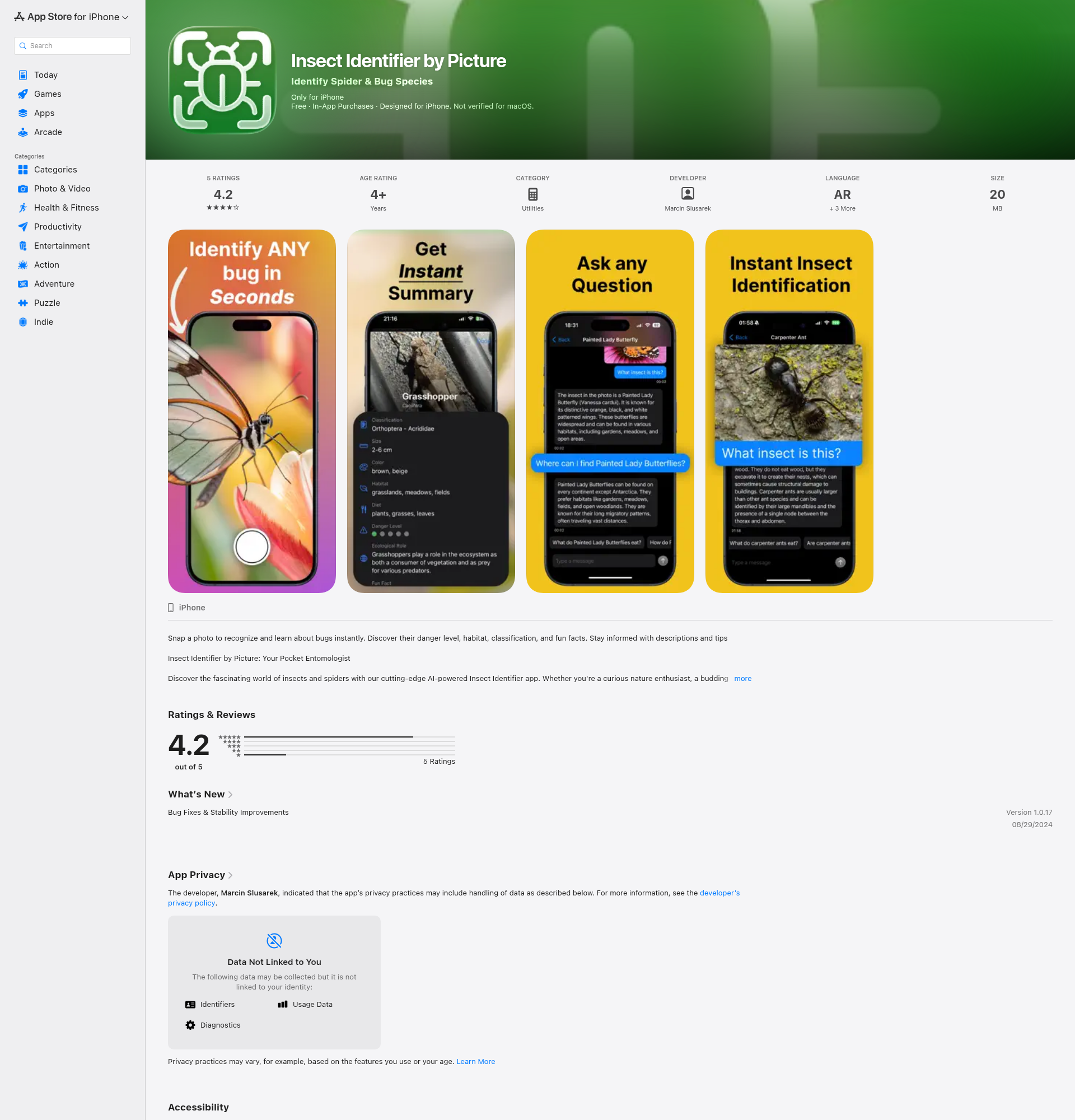 Landing page screenshot for apps.apple.com, 1920 by 2000 pixels