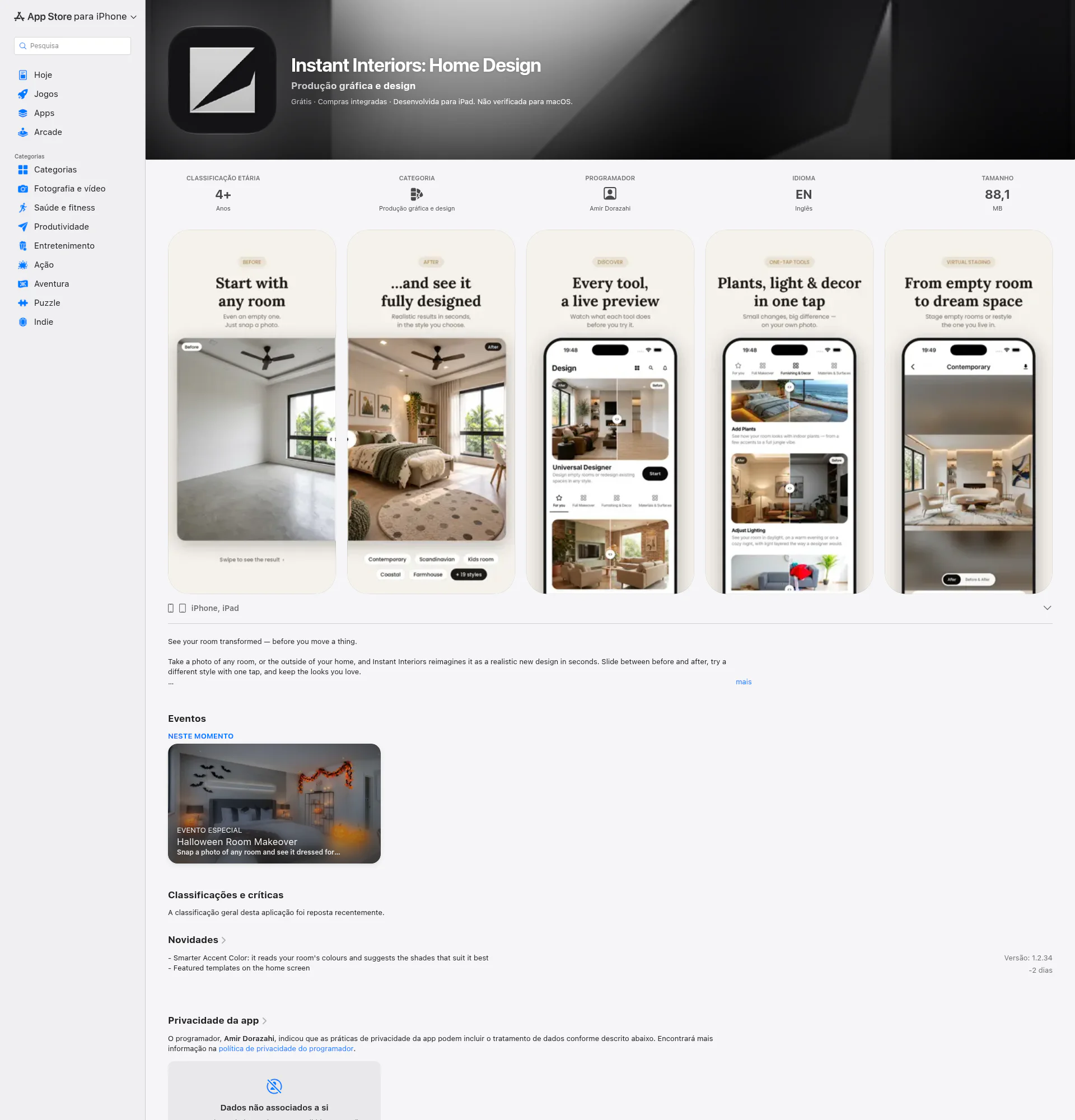 Instant Interiors - AI landing page