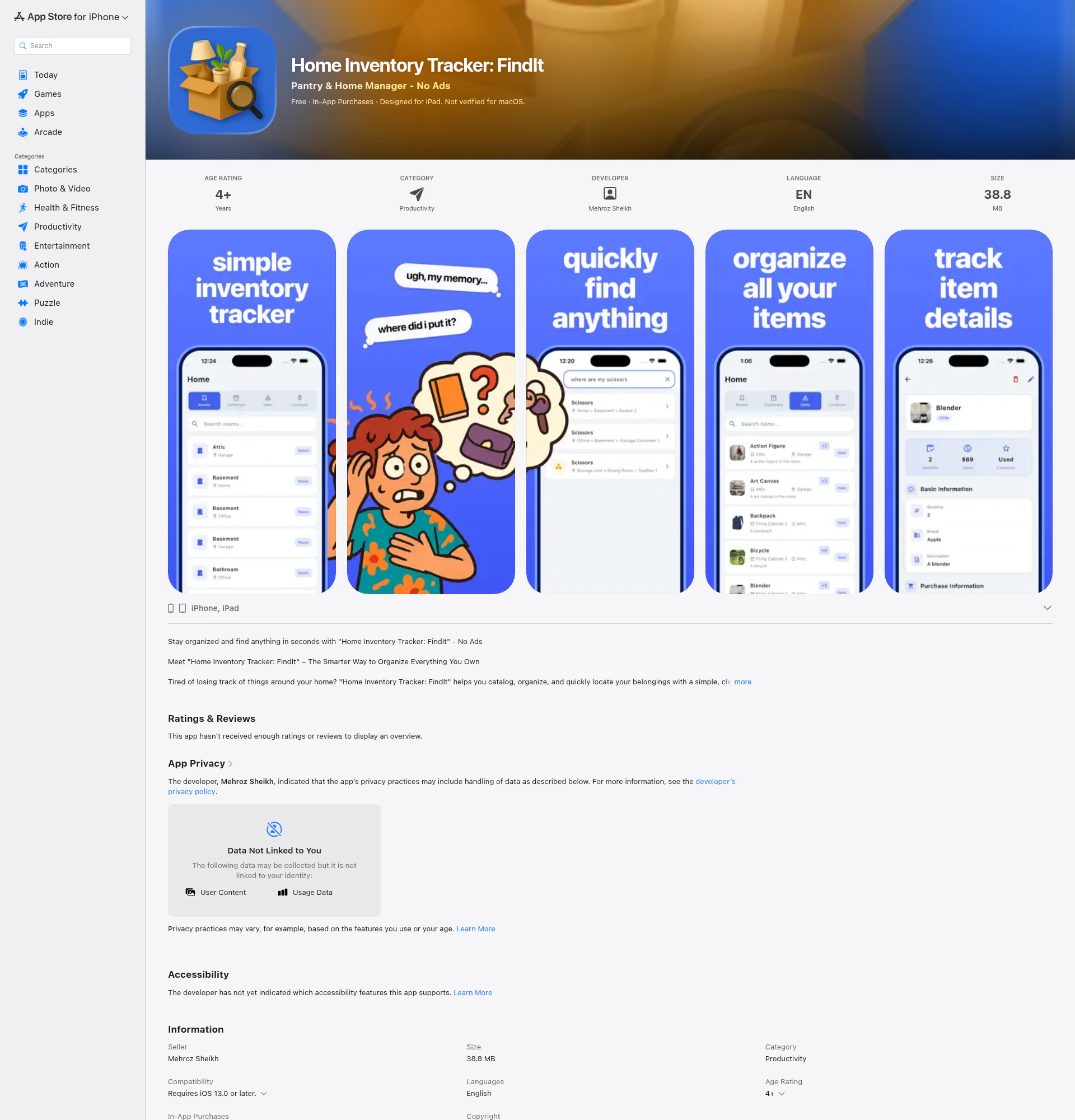Inventory Tracker landing page
