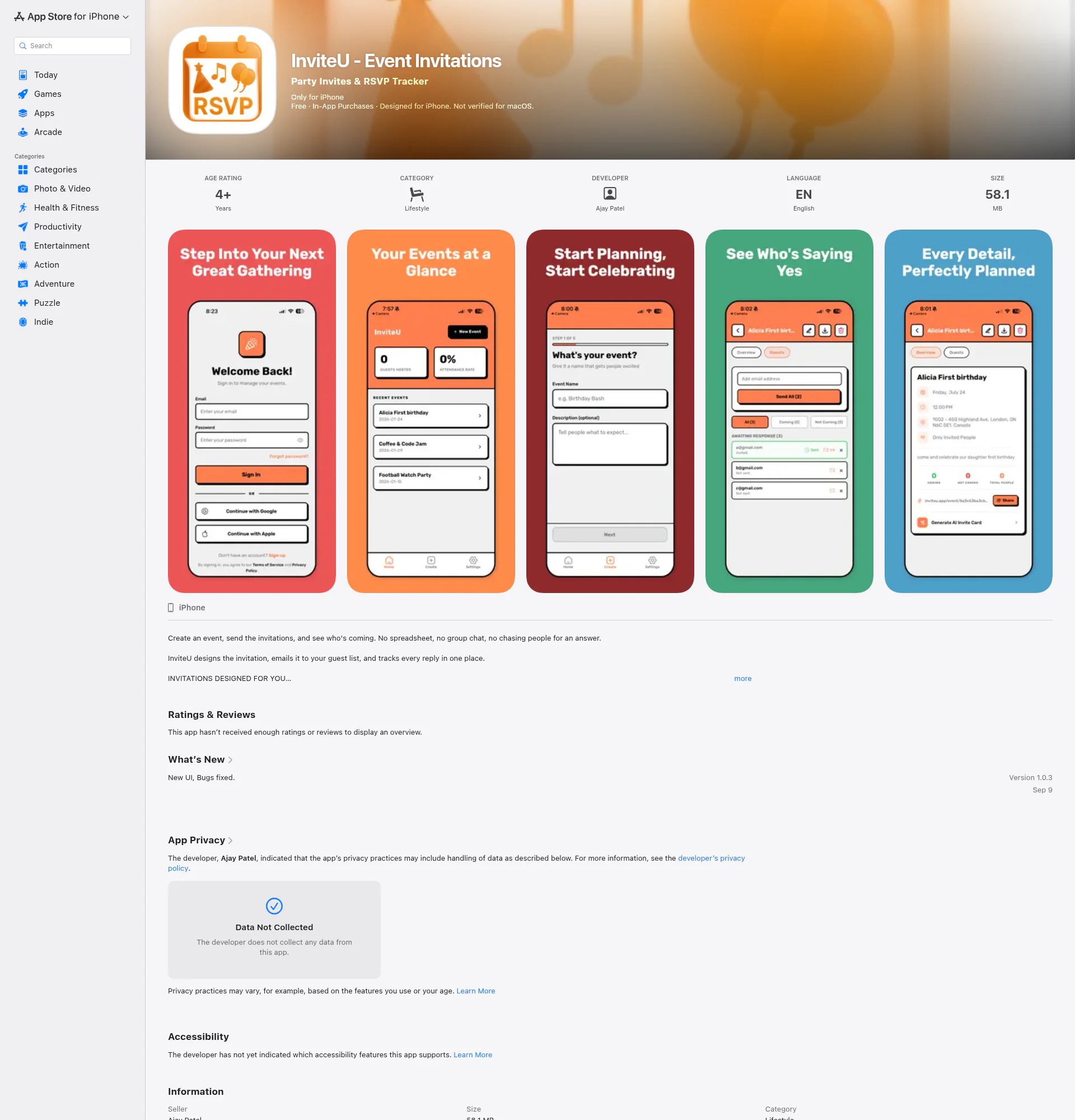 InviteU landing page