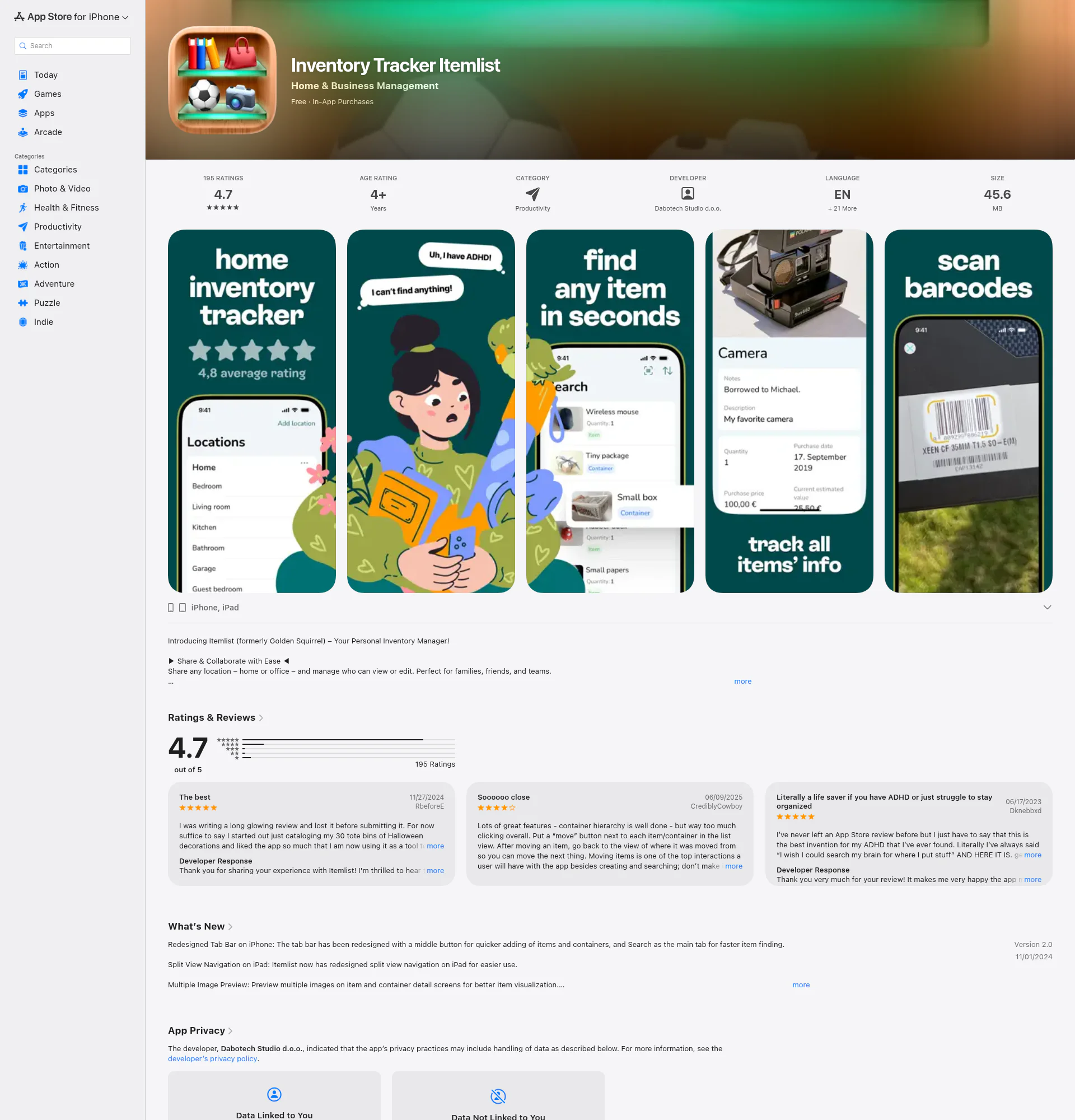 Itemlist landing page