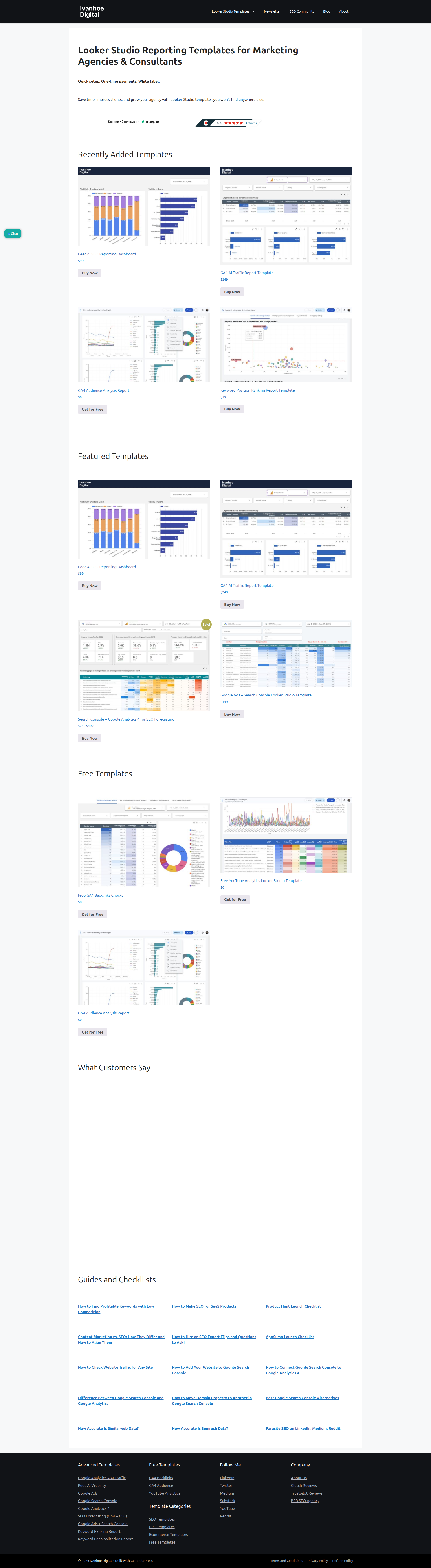 Landing page screenshot for ivanhoe.pro, 1920 by 6979 pixels