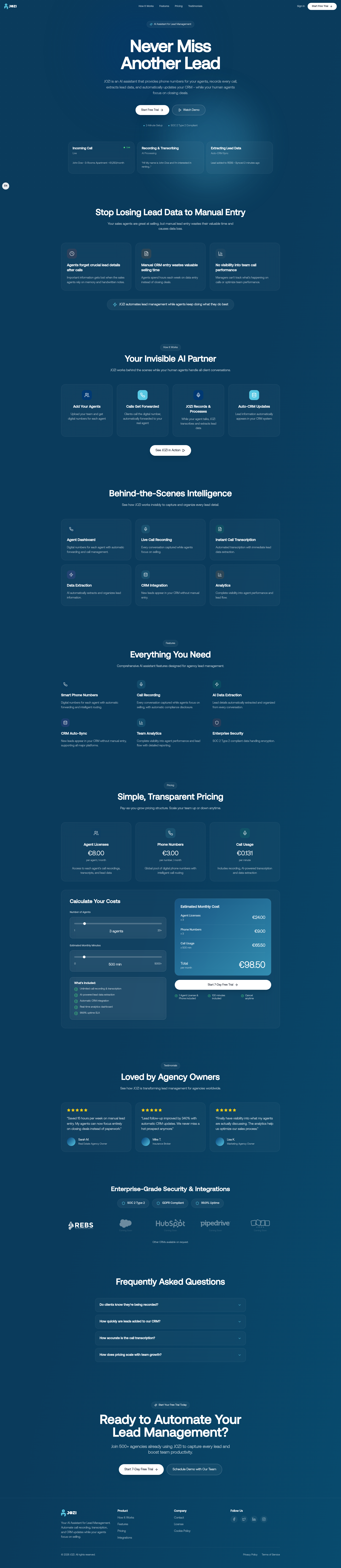 Landing page screenshot for jozi.live, 1920 by 8835 pixels