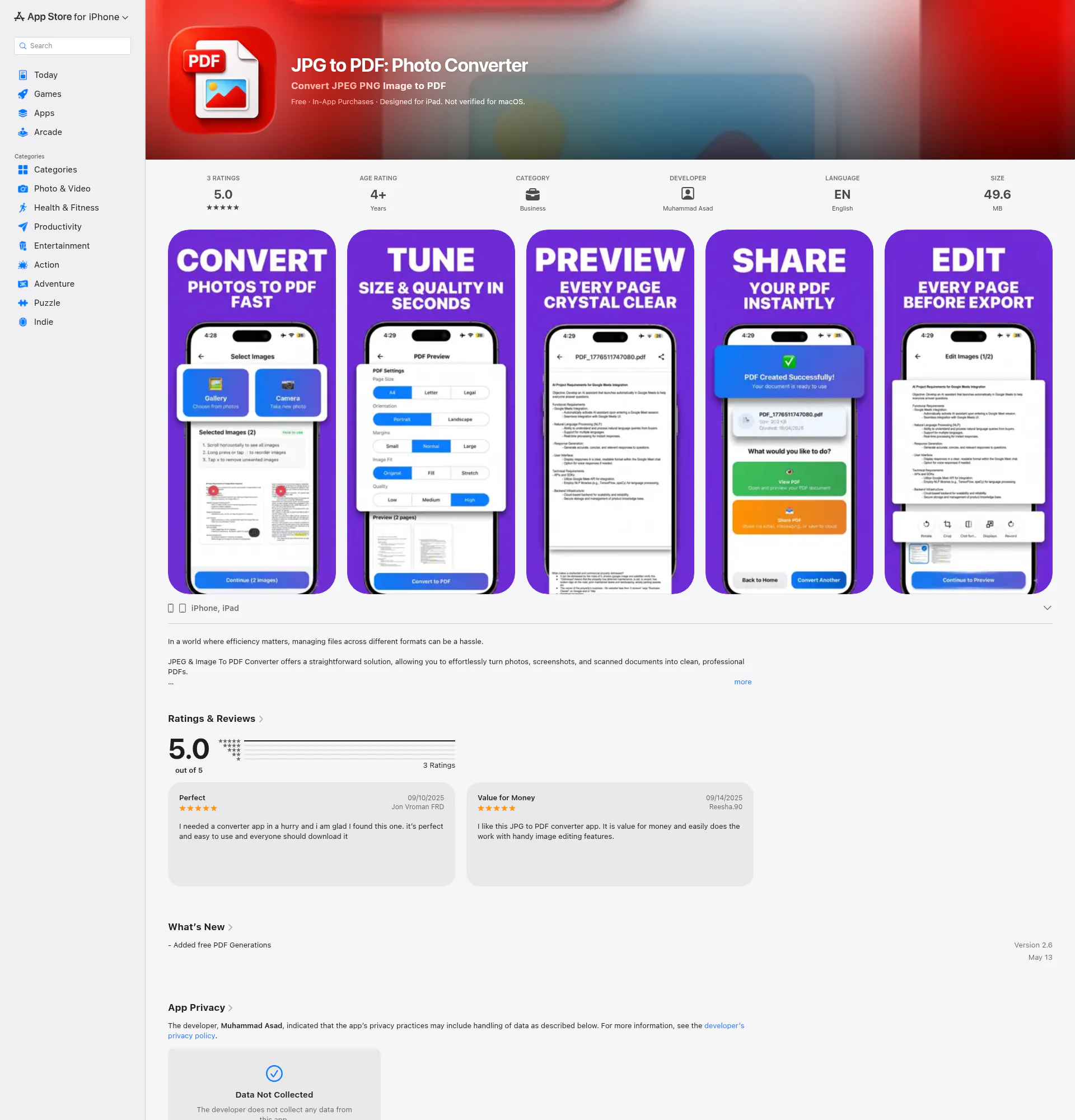 JPG To PDF Converter landing page