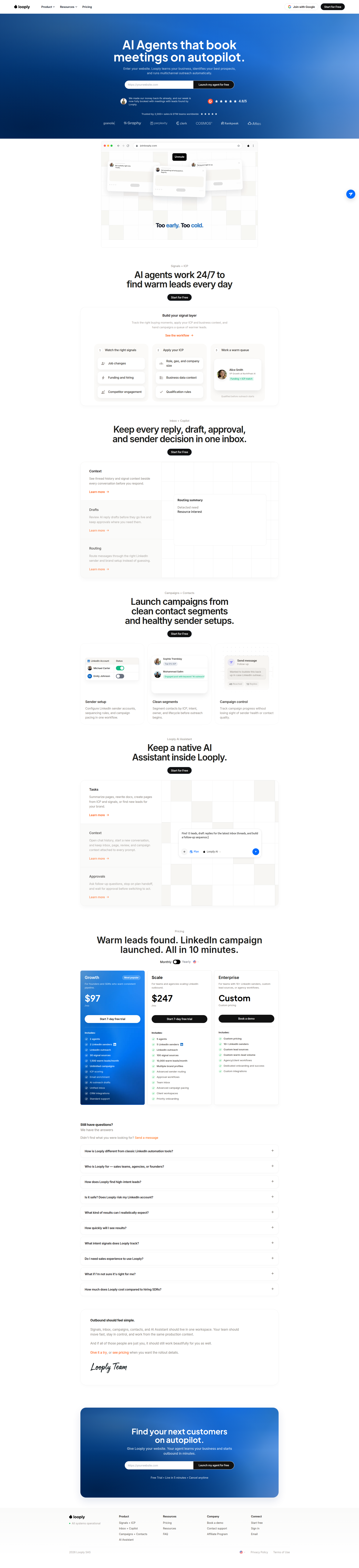 Landing page screenshot for joinlooply.com, 1920 by 8369 pixels