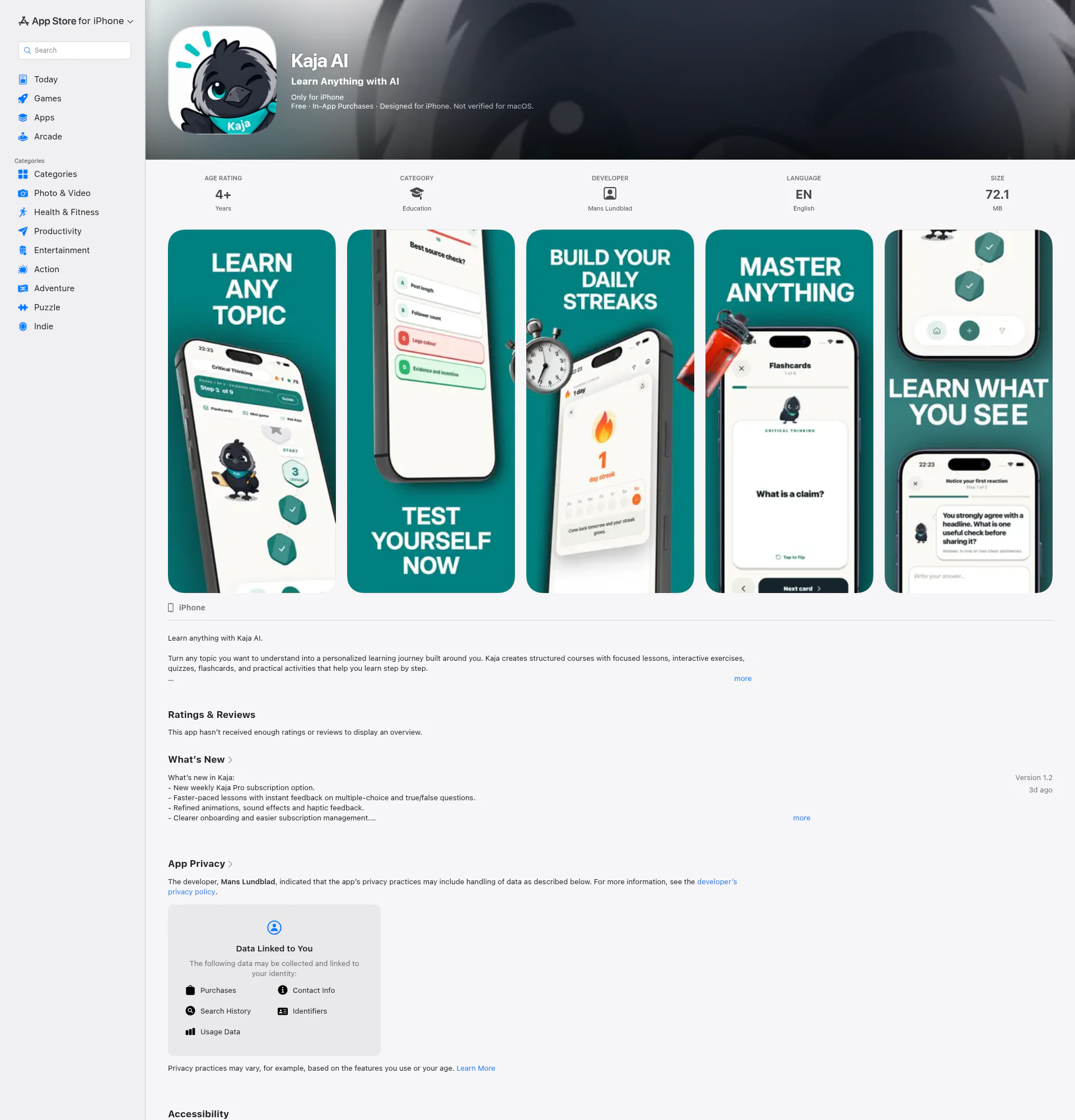 Kaja AI landing page