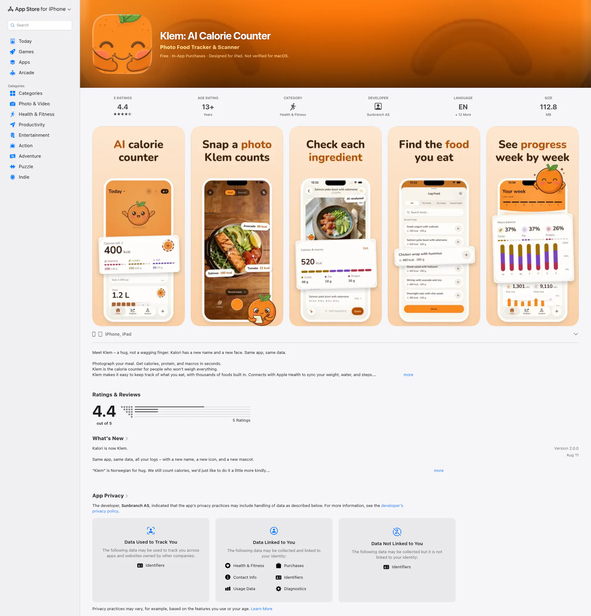 Kalori landing page