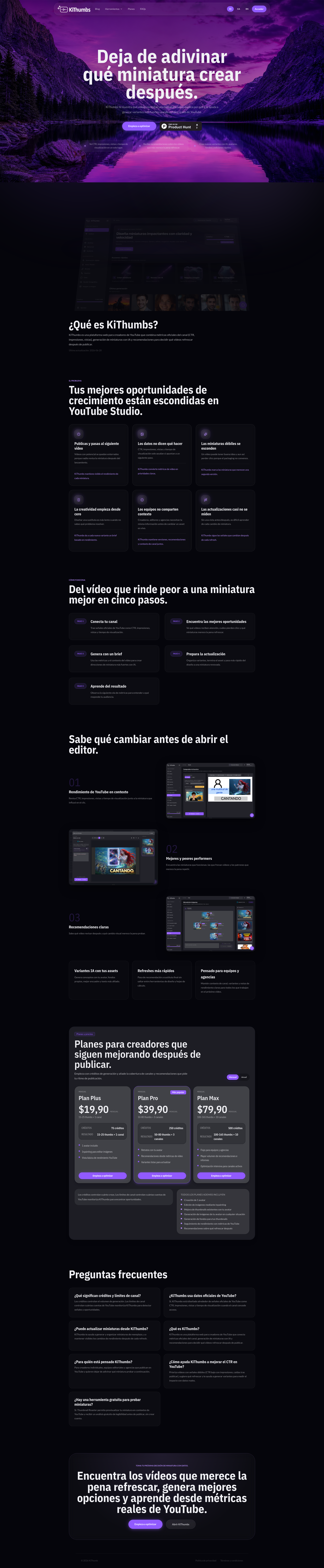 Landing page screenshot for kithumbs.com, 1920 by 9286 pixels
