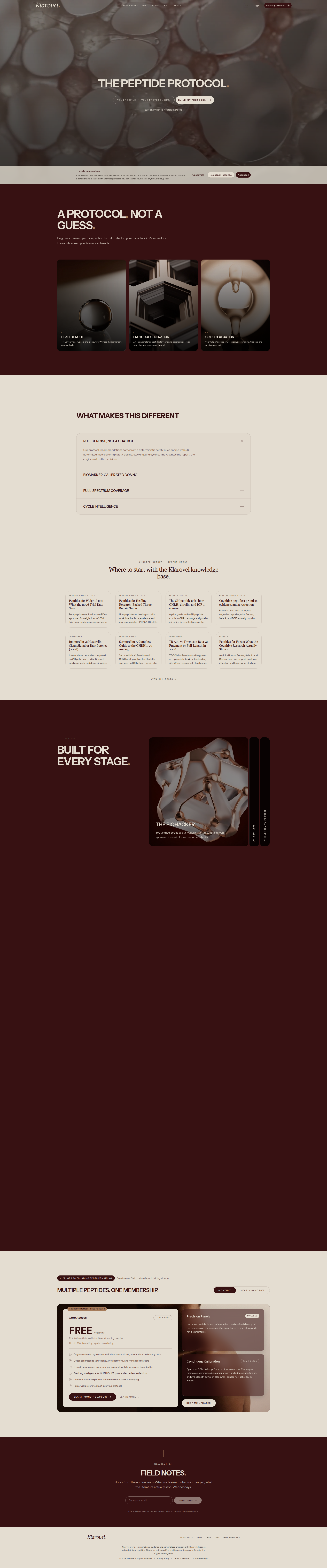 Landing page screenshot for klarovel.com, 1920 by 9219 pixels