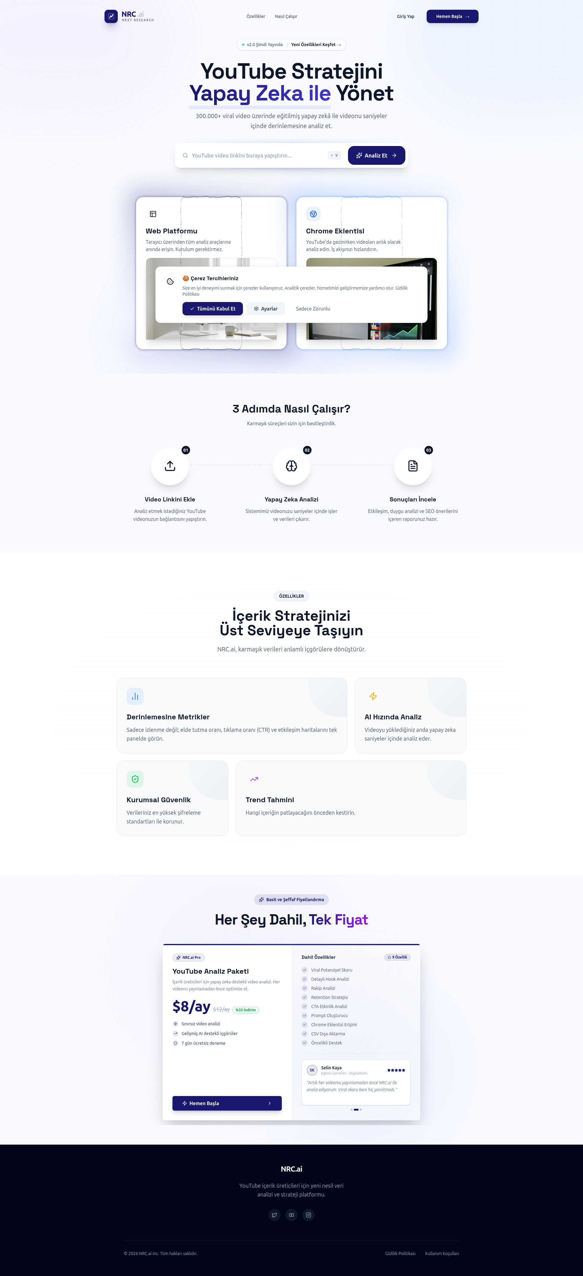 Landing page screenshot for nrcai.com.tr, 1920 by 4204 pixels