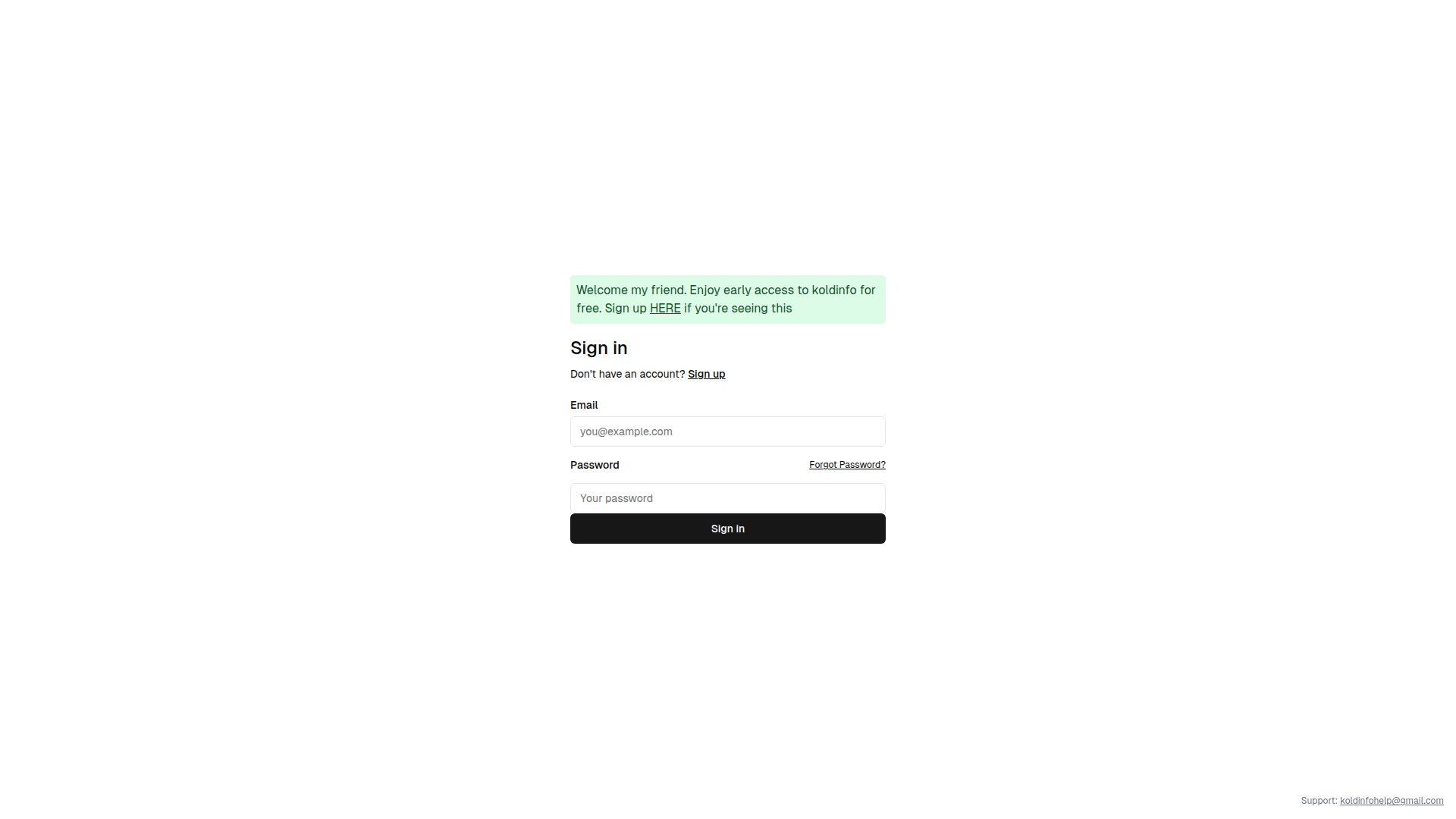 Landing page screenshot for koldinfo.com, 1920 by 1080 pixels