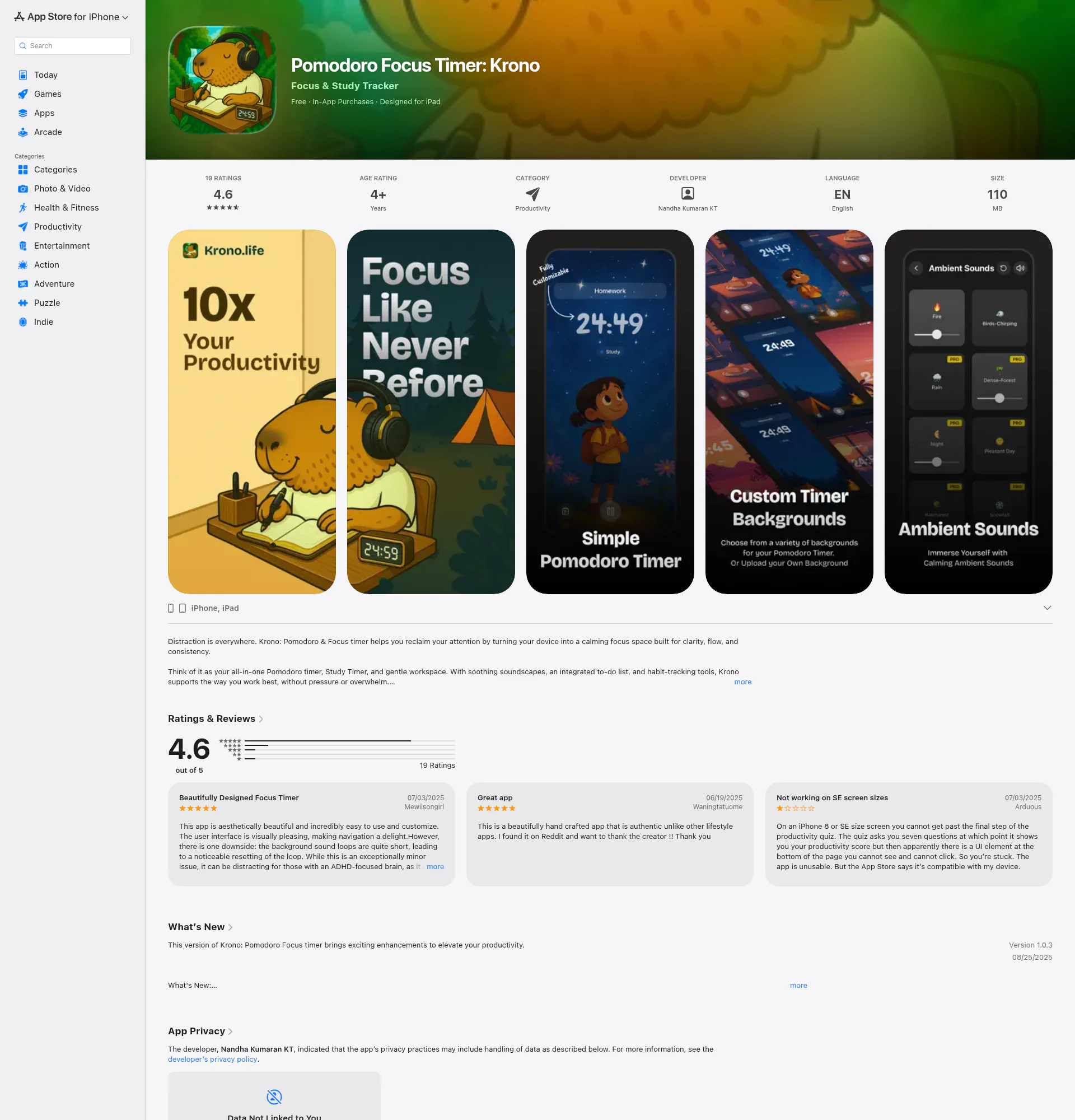 Krono Pomodoro Timer landing page