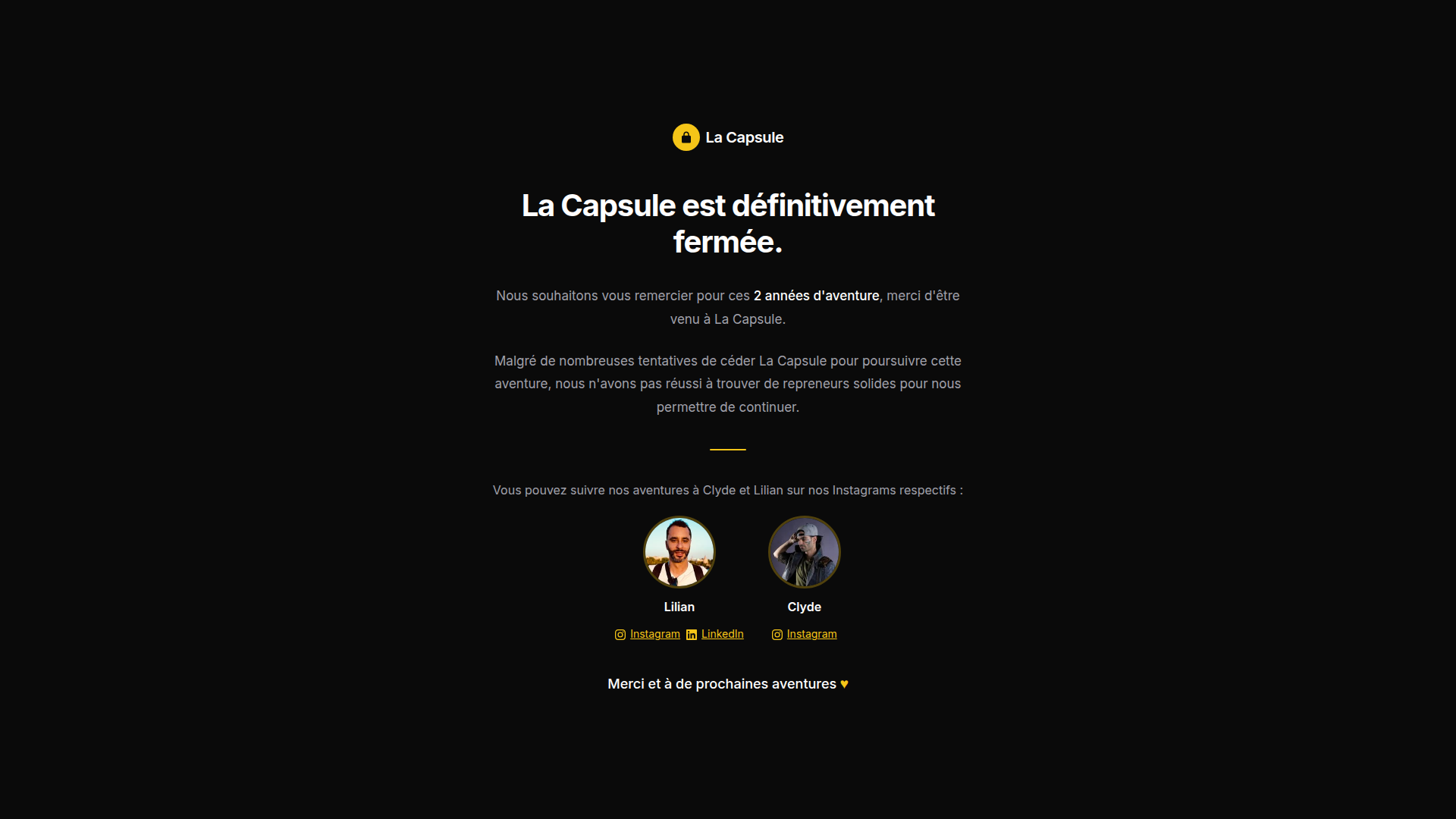 Landing page screenshot for lacapsule.studio, 1920 by 1080 pixels