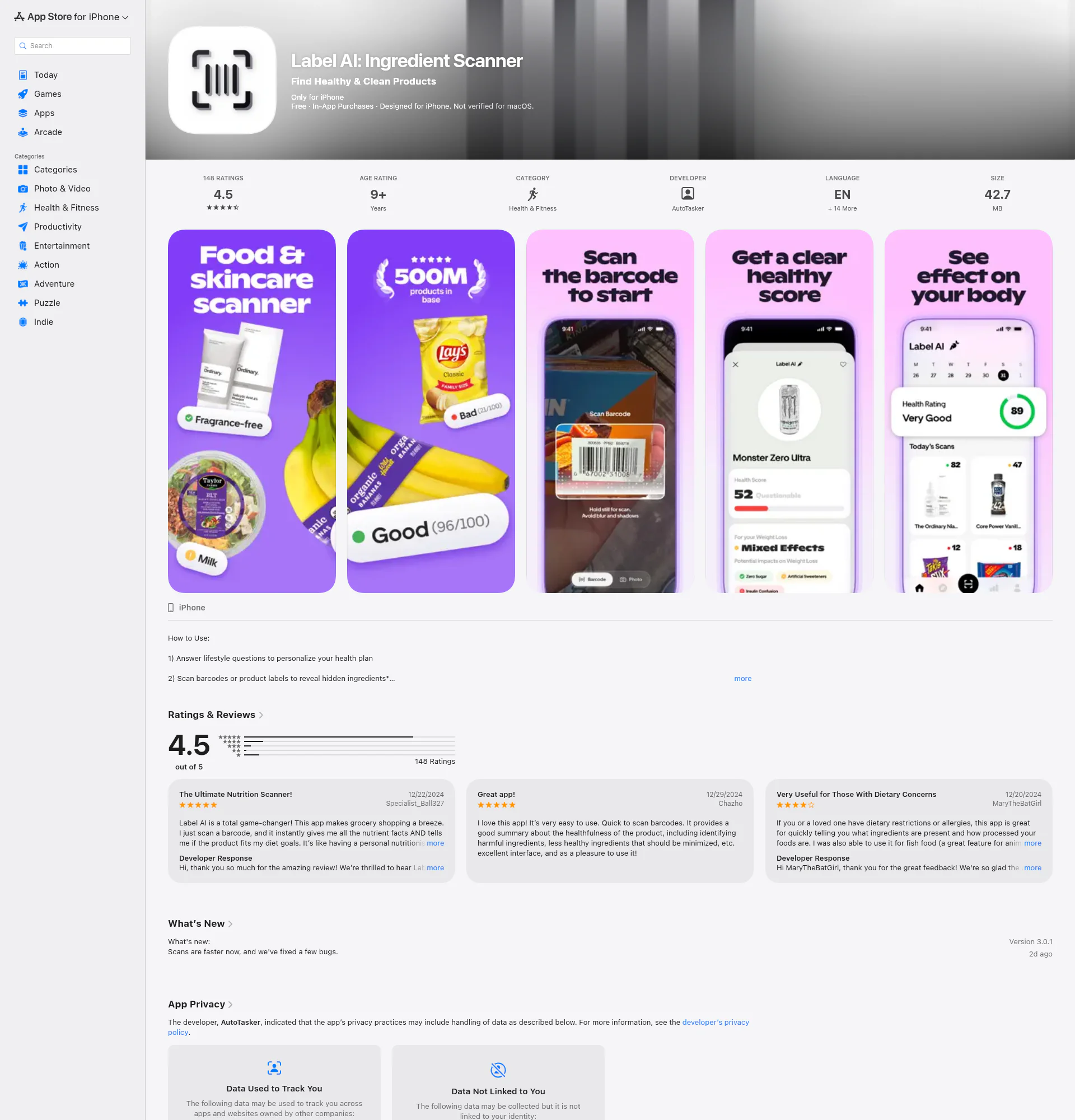 Label AI: Ingredient Scanner landing page