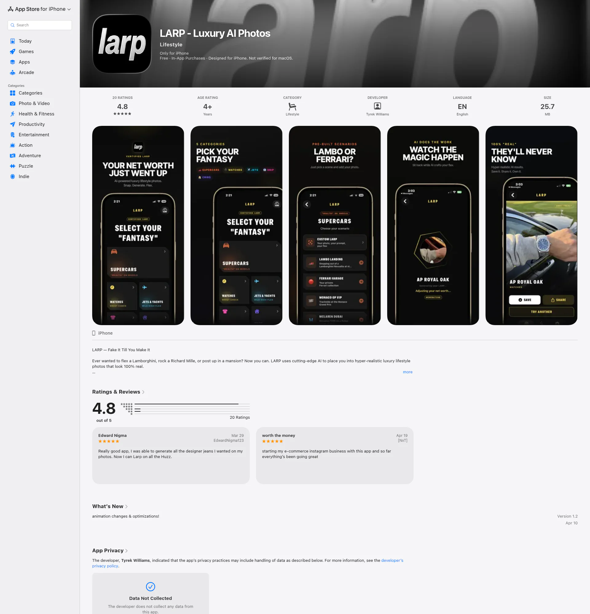 Larp landing page