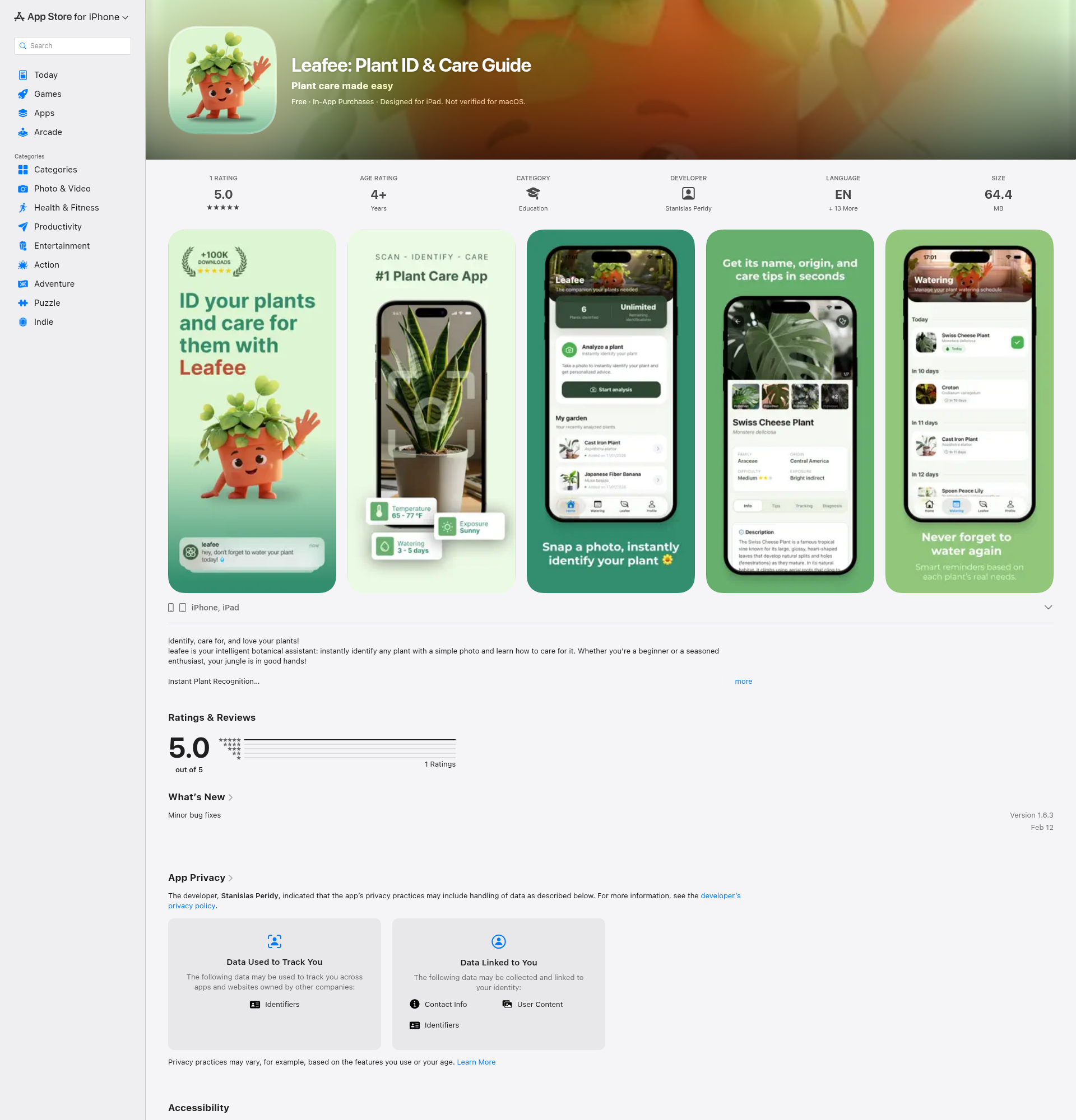 Landing page screenshot for apps.apple.com, 1920 by 2000 pixels