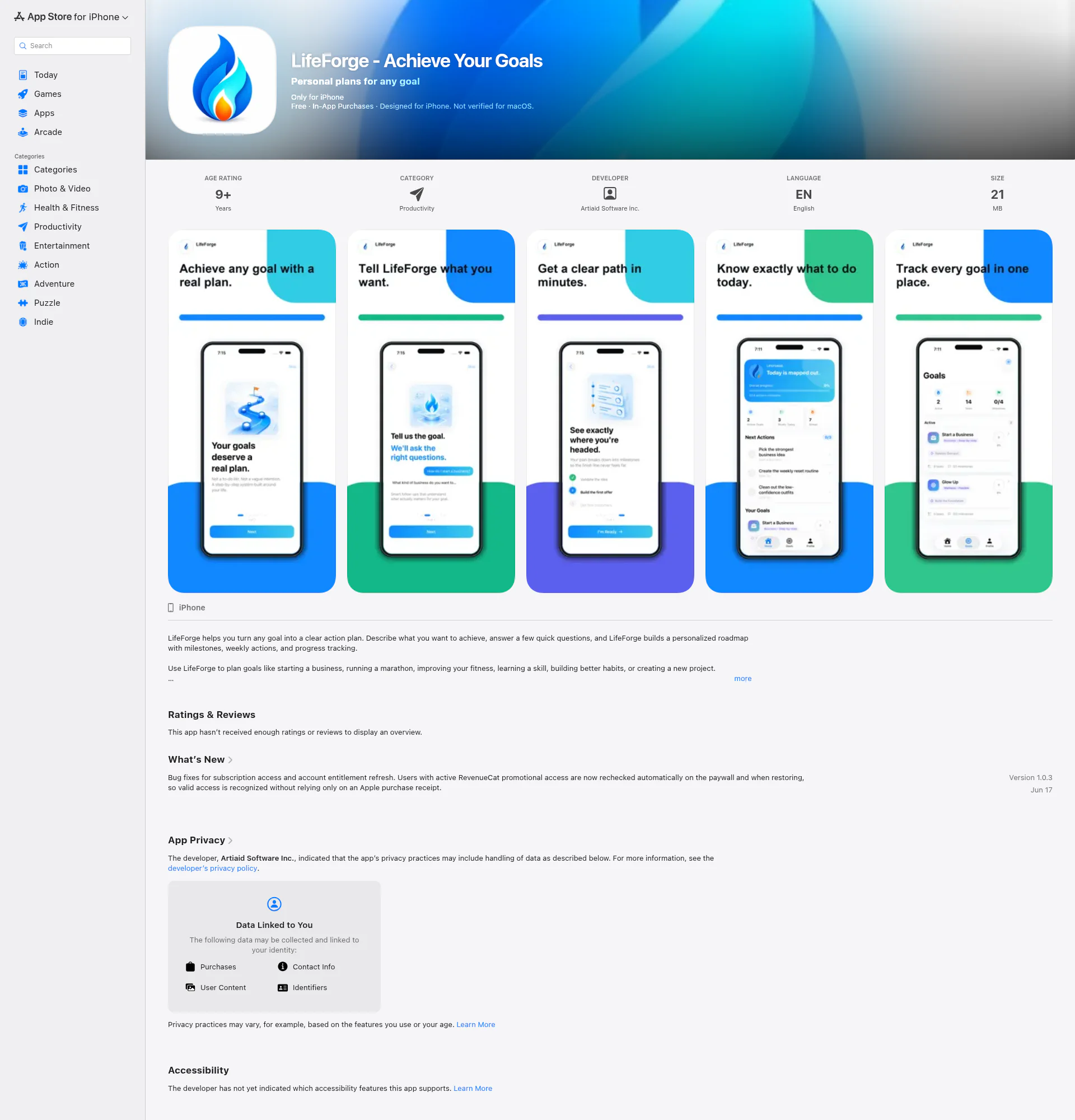 LifeForge landing page