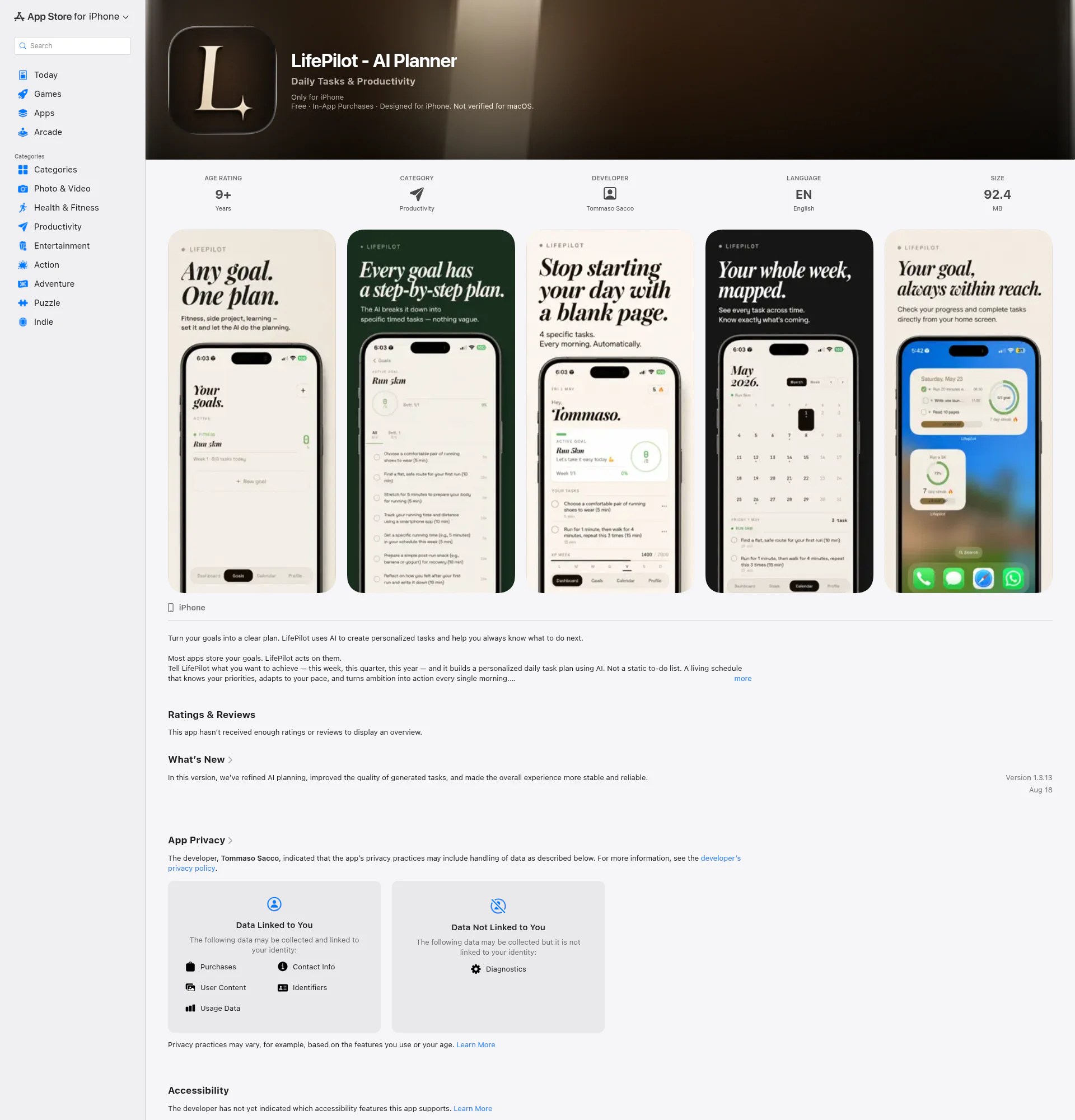 LifePilot landing page