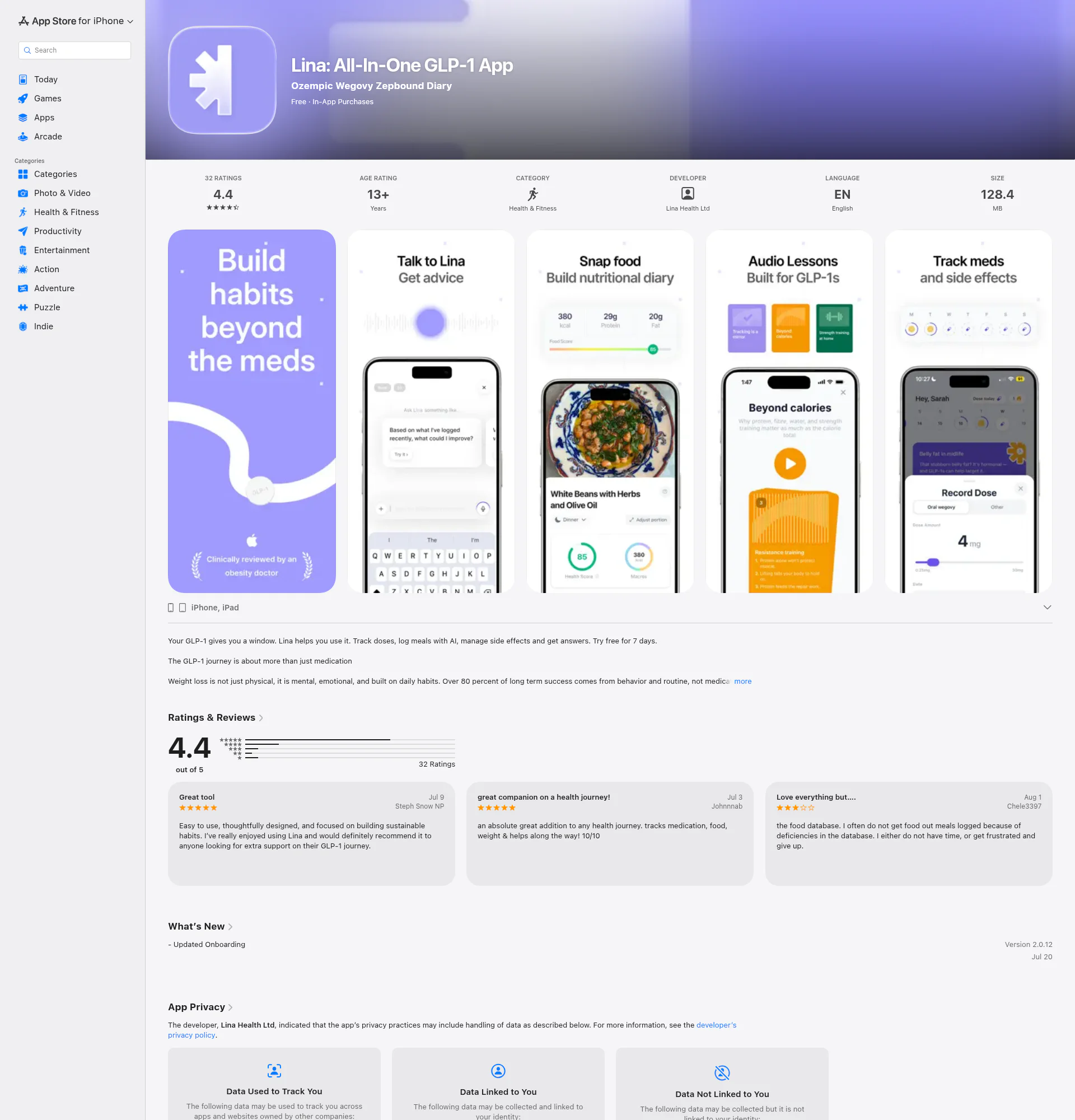 Lina landing page