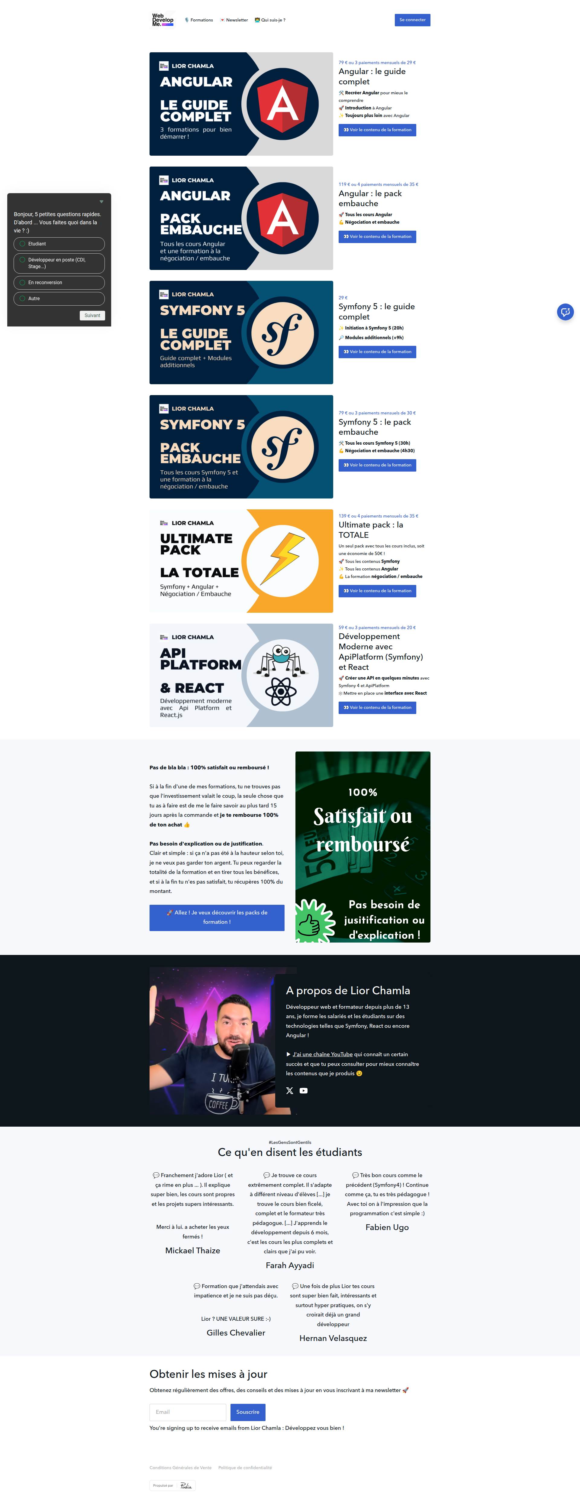 Landing page screenshot for learn.web-develop.me, 1920 by 4972 pixels