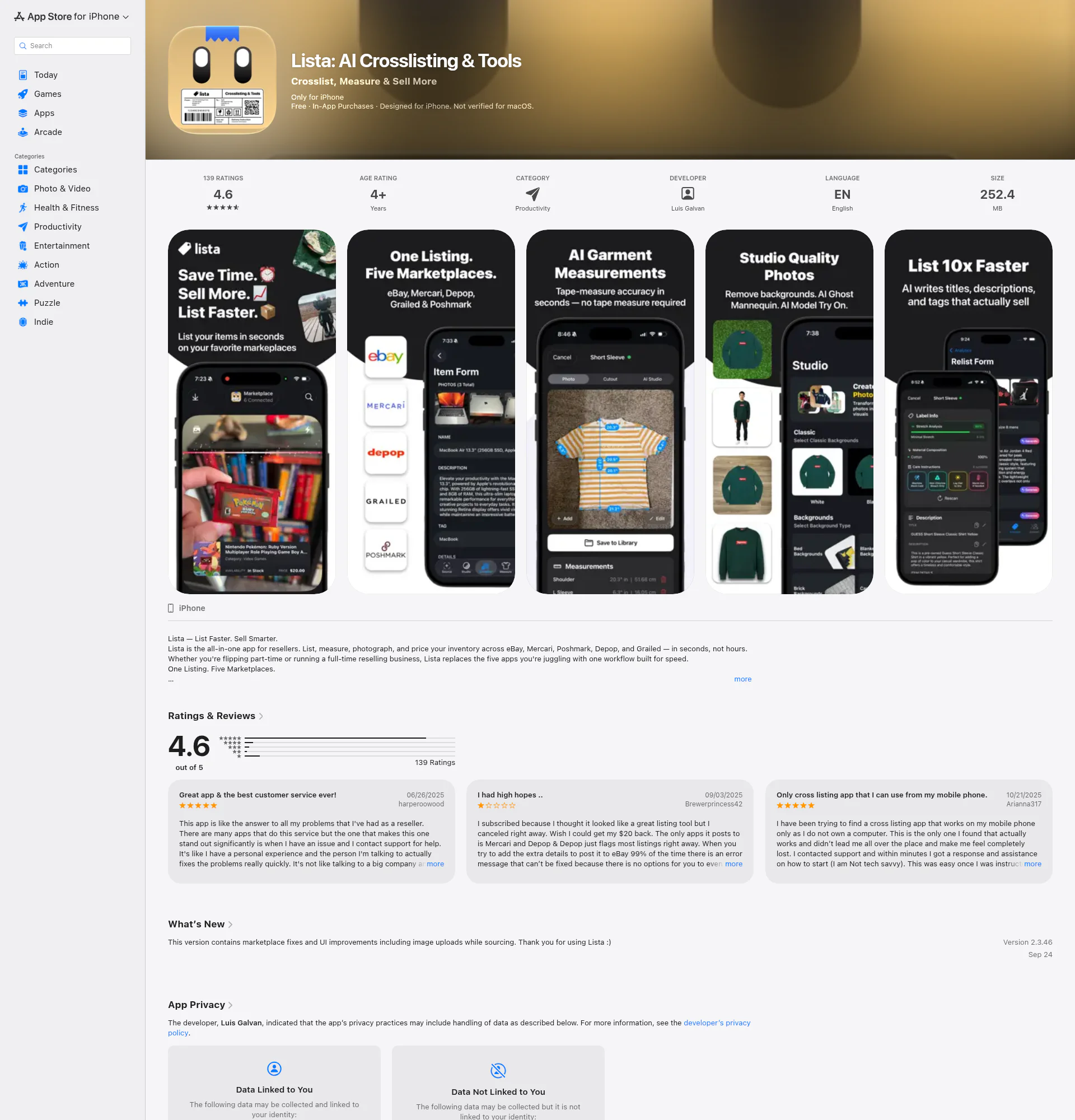 Lista: AI Crosslisting & Tools landing page